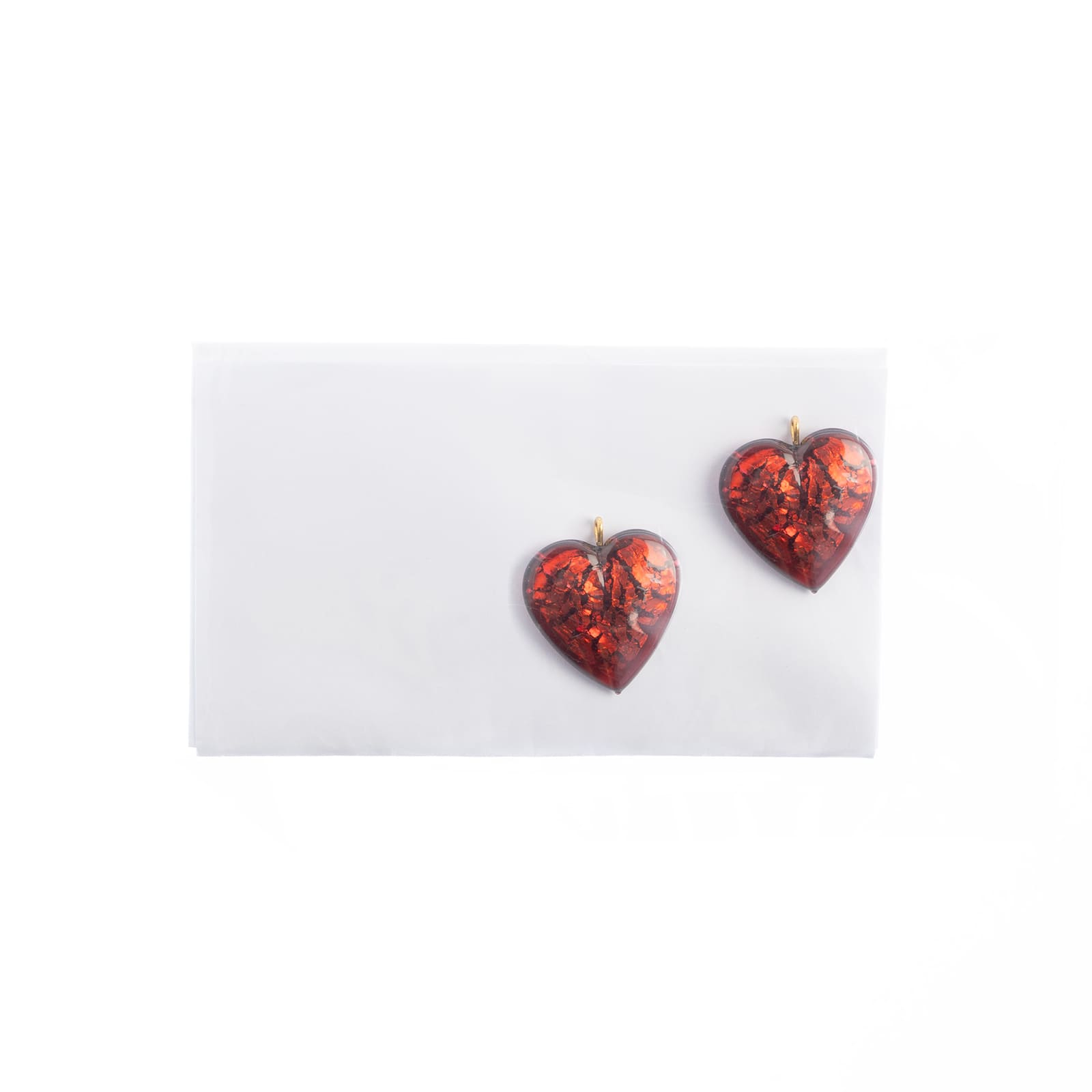 John Bead Lampwork Czech Glass Heart Pendants, 2ct.