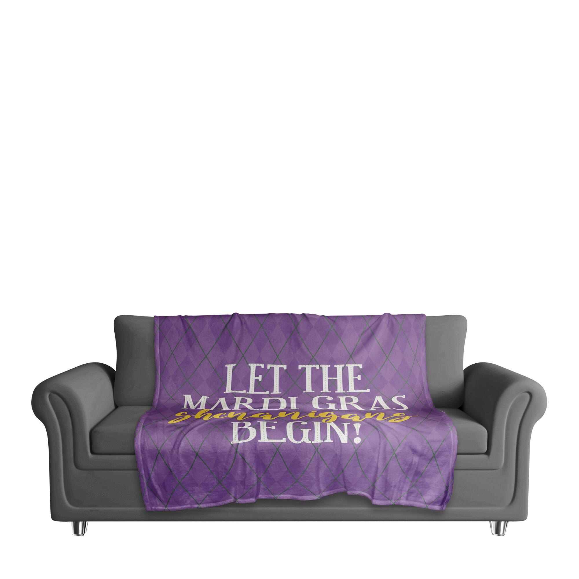 Mardi Gras Shenanigans Argyle Fleece Throw