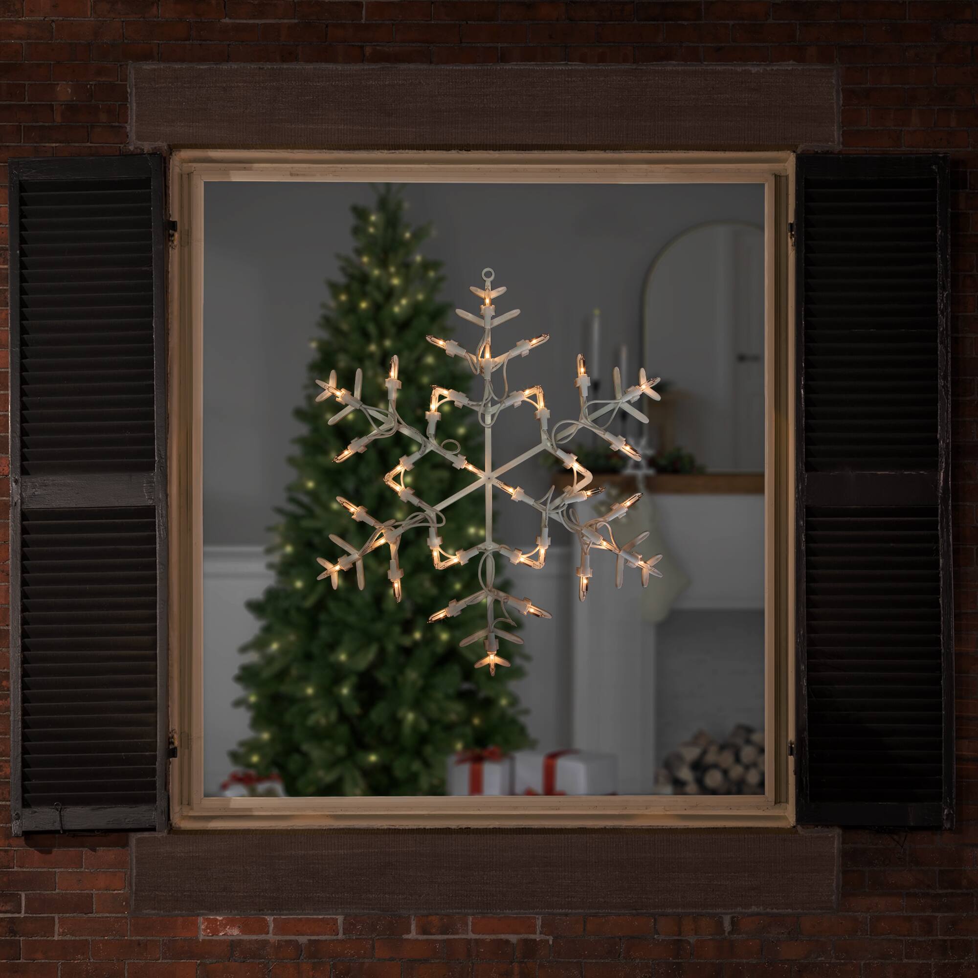 13.5" Lighted Snowflake Christmas Window Silhouette Decoration