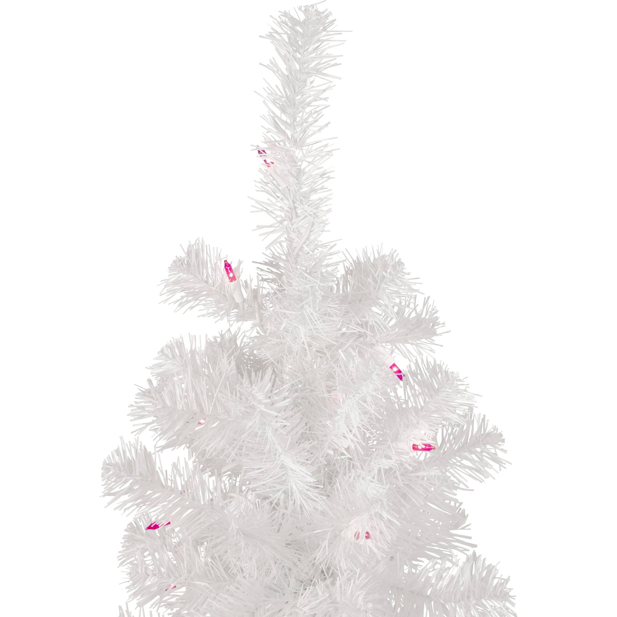 4ft. Pre-Lit White Pine Artificial Christmas Tree, Pink Lights