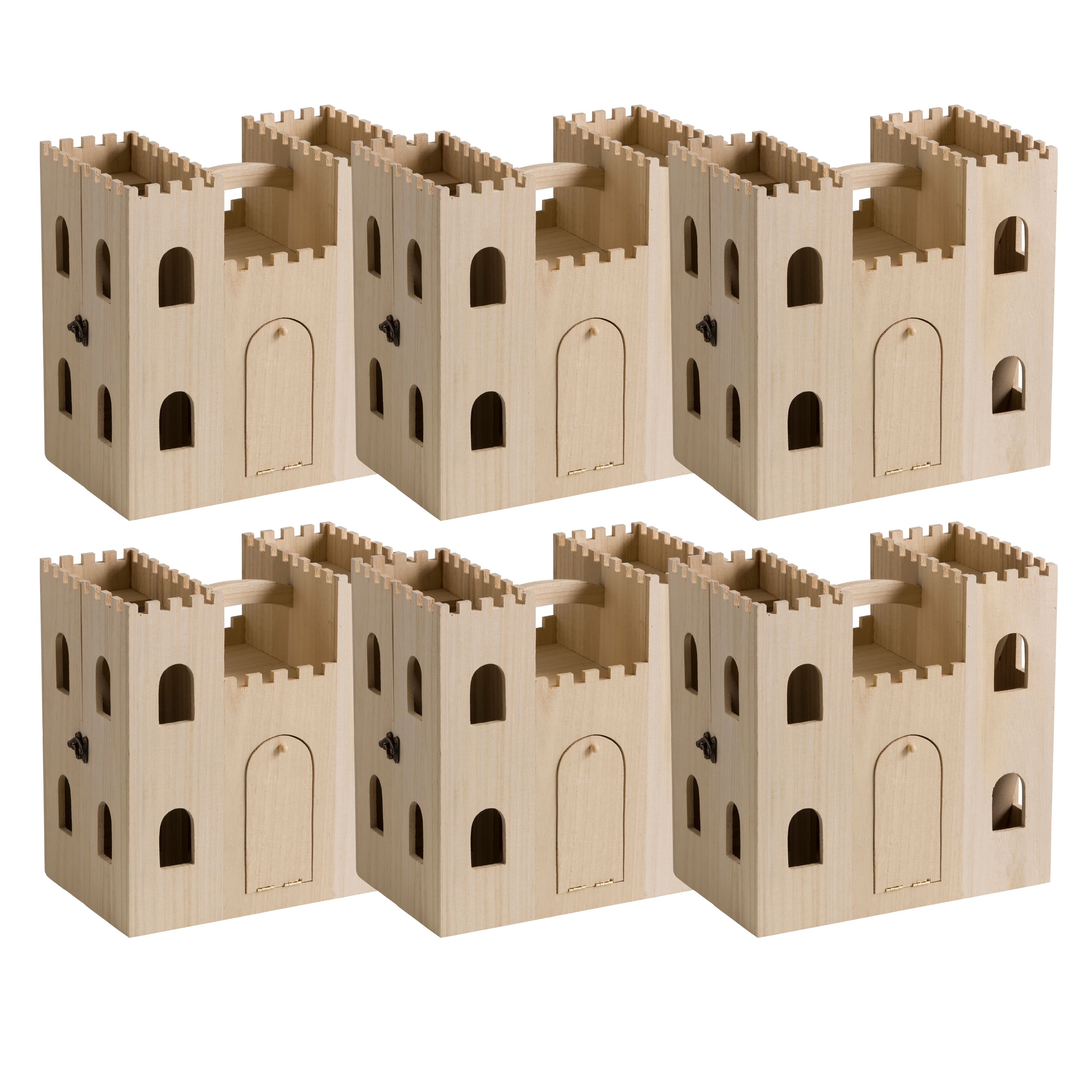 6 Pack: 12.5&#x22; Wooden Play Castle by Make Market&#xAE;