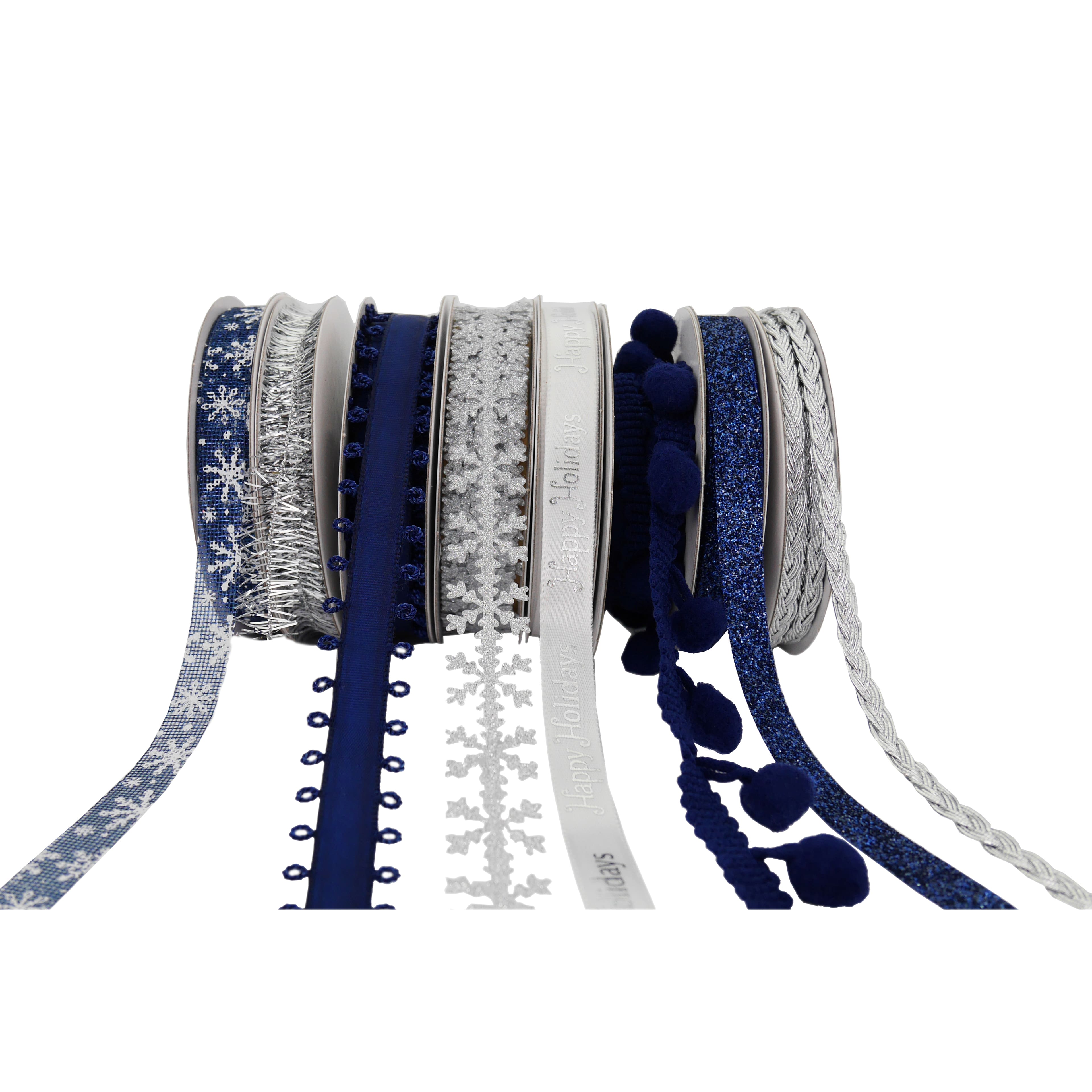 Blue &#x26; Silver Value Pack Ribbon by Celebrate It&#xAE; Christmas