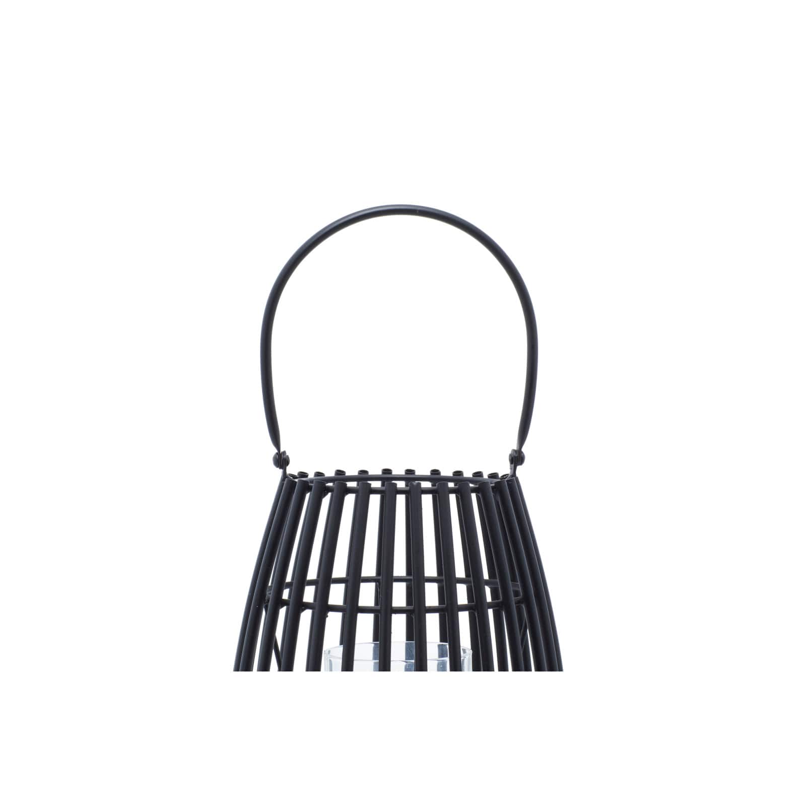 12" Black Iron Contemporary Candle Holder Lantern