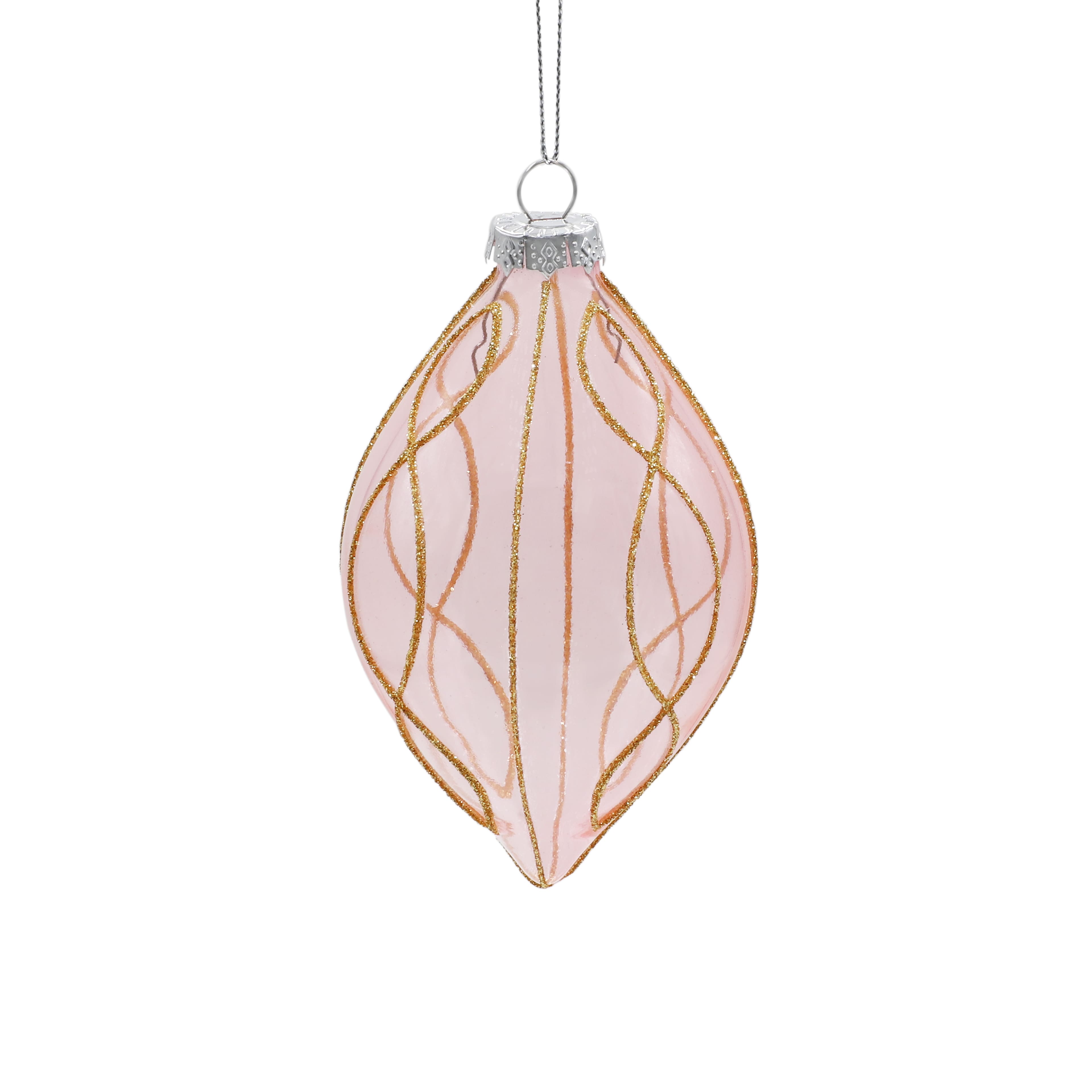 6&#x22; Pink &#x26; Gold Finial Glass Ornament by Ashland&#xAE;