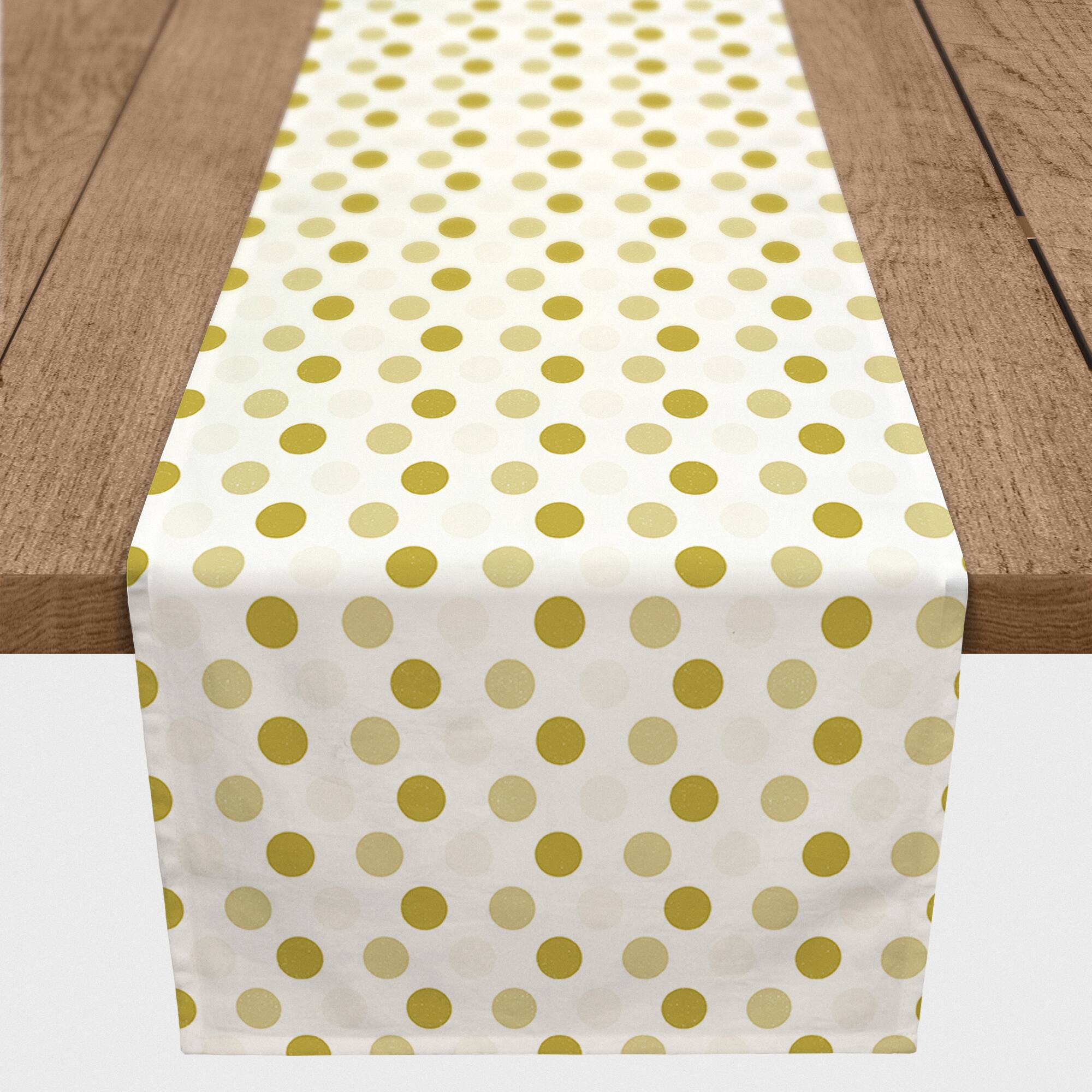 Gold Polka Dot Outdoor Table Runner