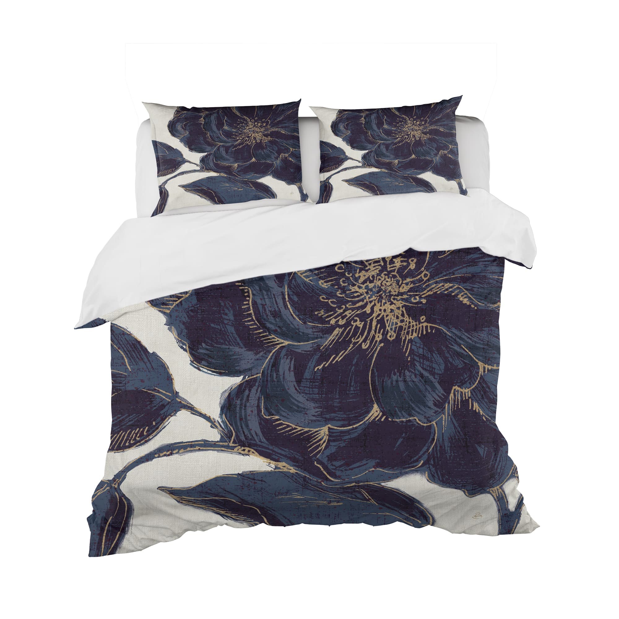 Designart 'Dark Rose Gilded Gold' Shabby Bedding Set - Duvet Cover & Shams