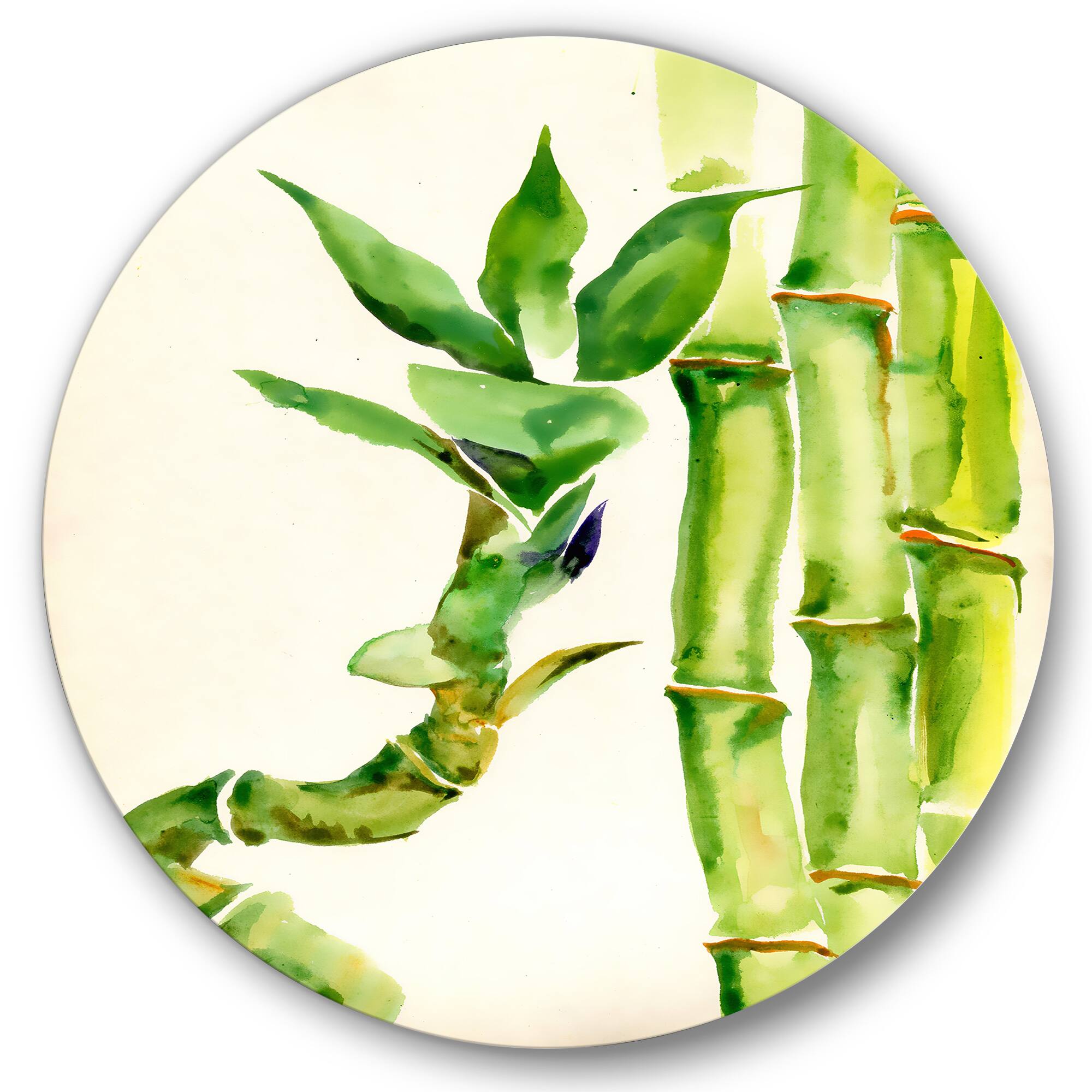 Designart - Bamboo Branches In The Forest VI - Tropical Metal Circle Wall Art