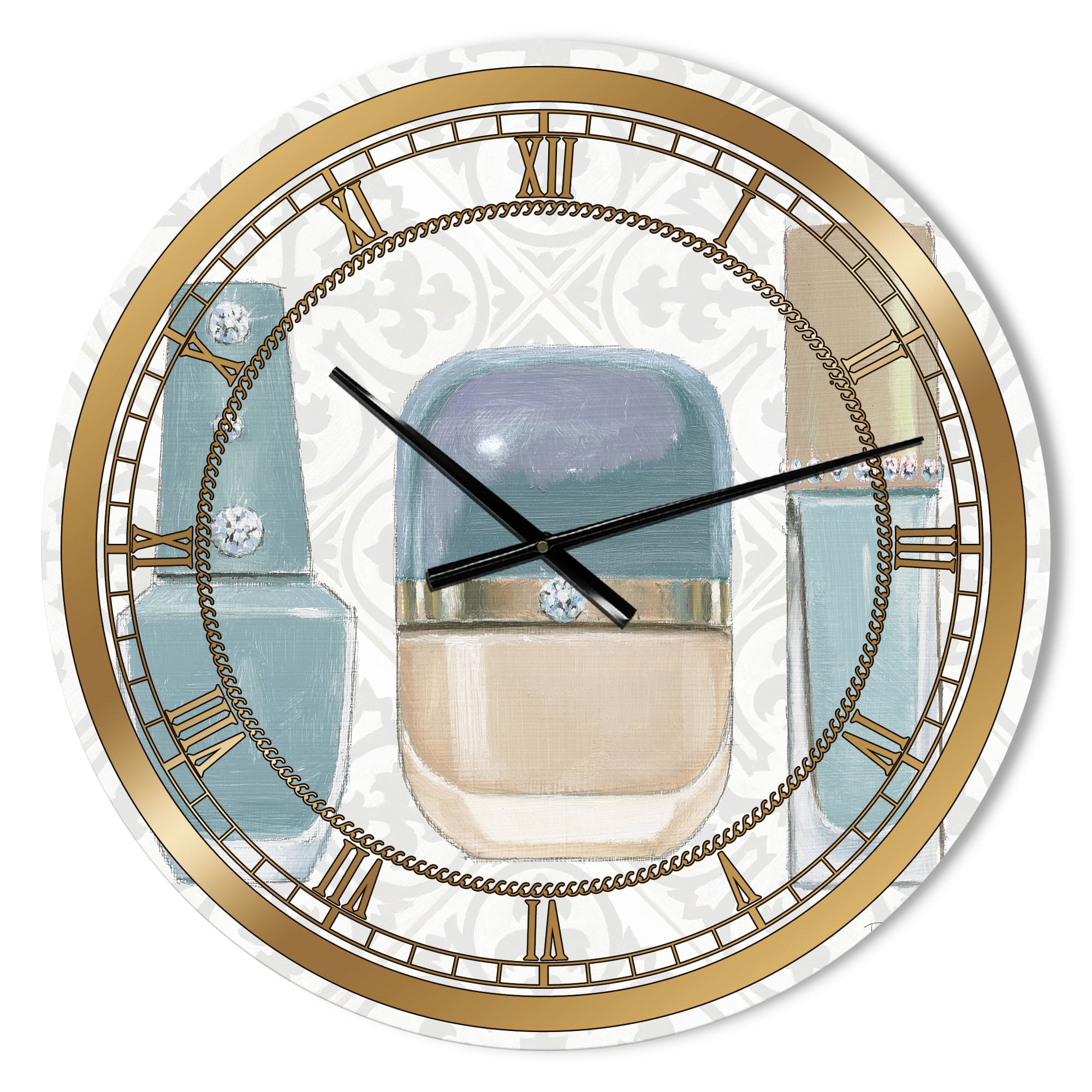Designart 'Glam Cosmetics Blue Accessories Glam Wall Clock | 23" x 23" | Michaels®