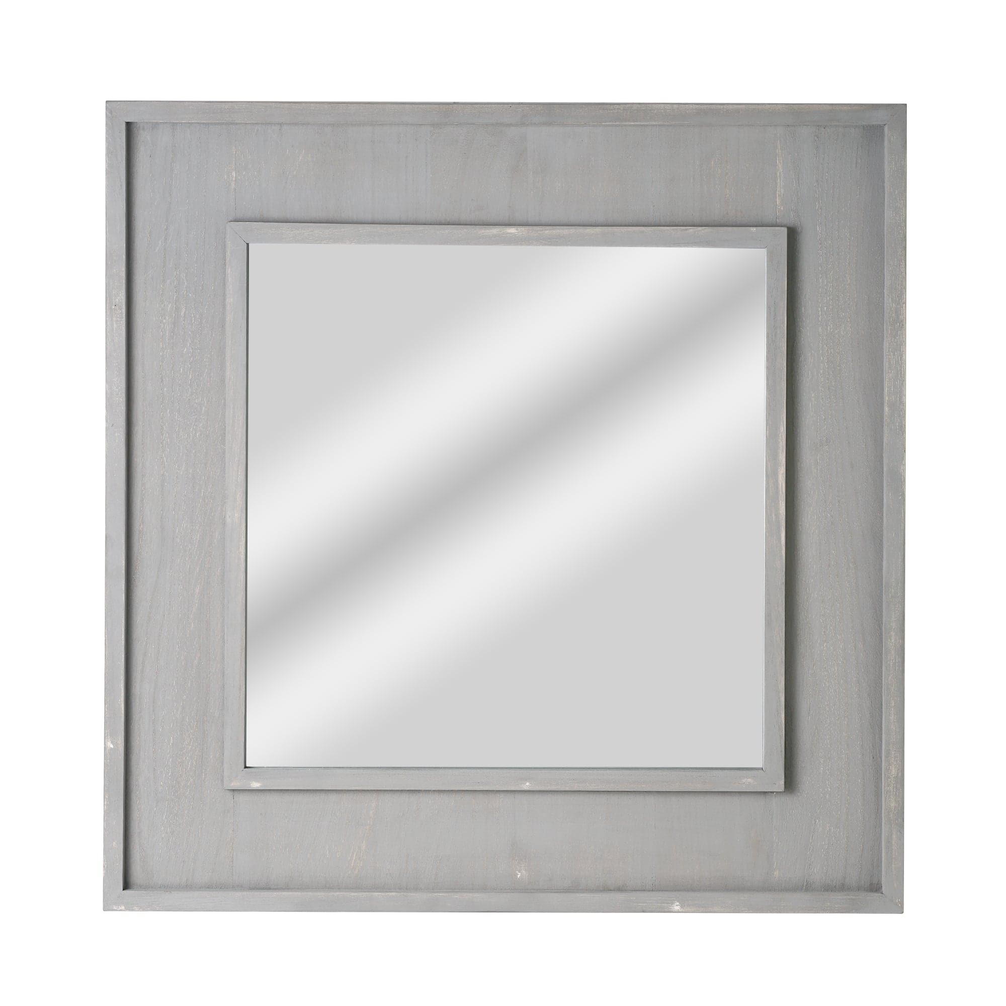 American Art Decor Sea Spray Grey Wash Framed Mirror - 24&#x22;x 24&#x22;