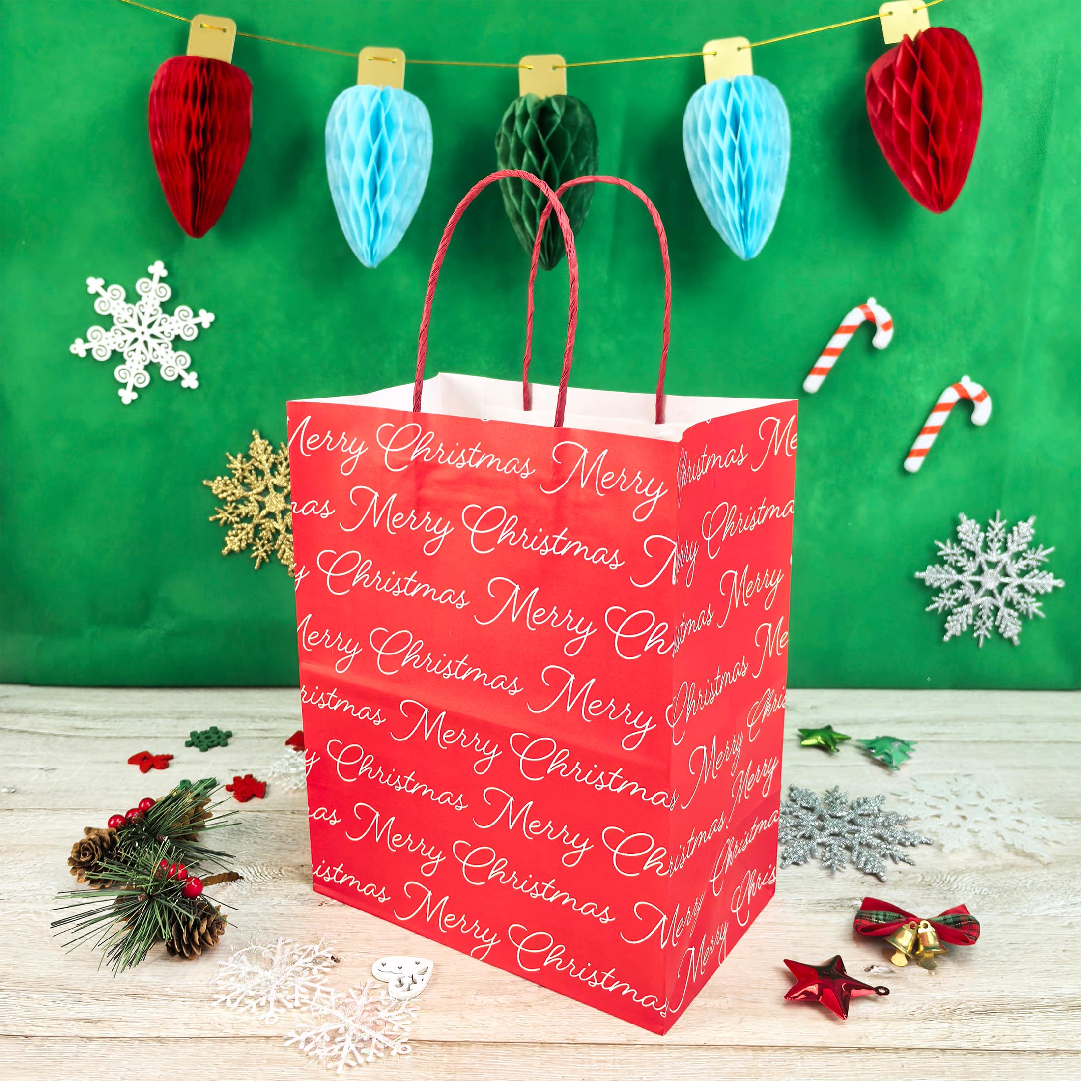 Medium Red Merry Christmas Gift Bags, 5ct. by Celebrate It™