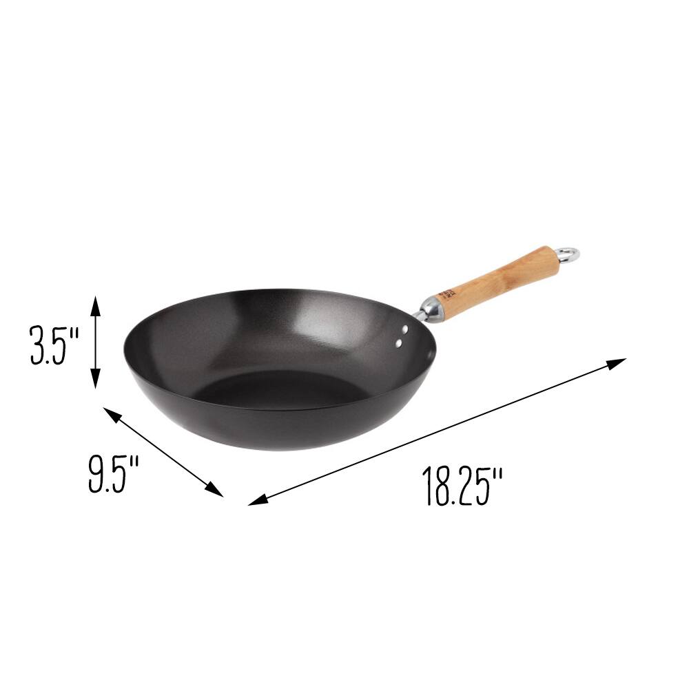Joyce Chen 9.5" Carbon Steel Nonstick Stir Fry Pan with Birch Handle