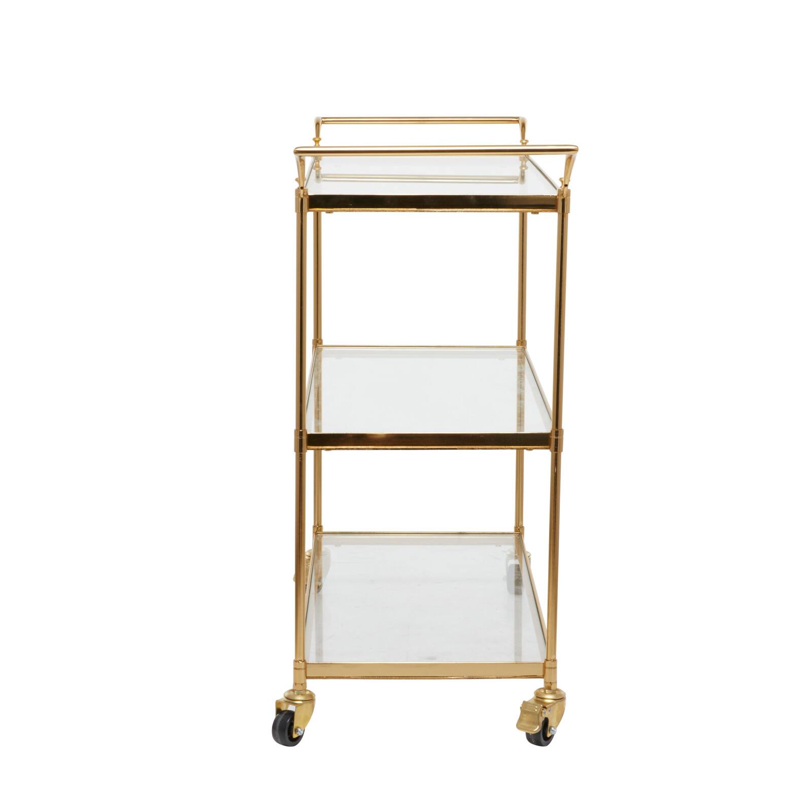 Brass Iron Traditional Bar Cart, 31&#x22; x 38&#x22; x 14&#x22;