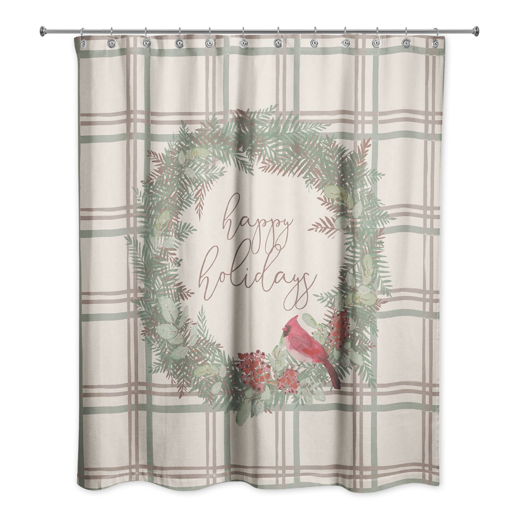 Happy Holidays Plaid Shower Curtain