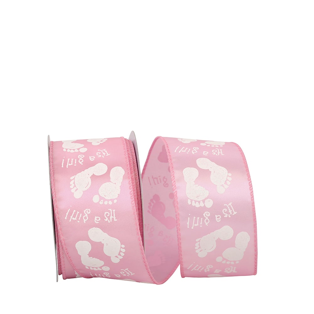Reliant 2.5&#x22; x 20yd. Wired Pink Pitter Patter Ribbon