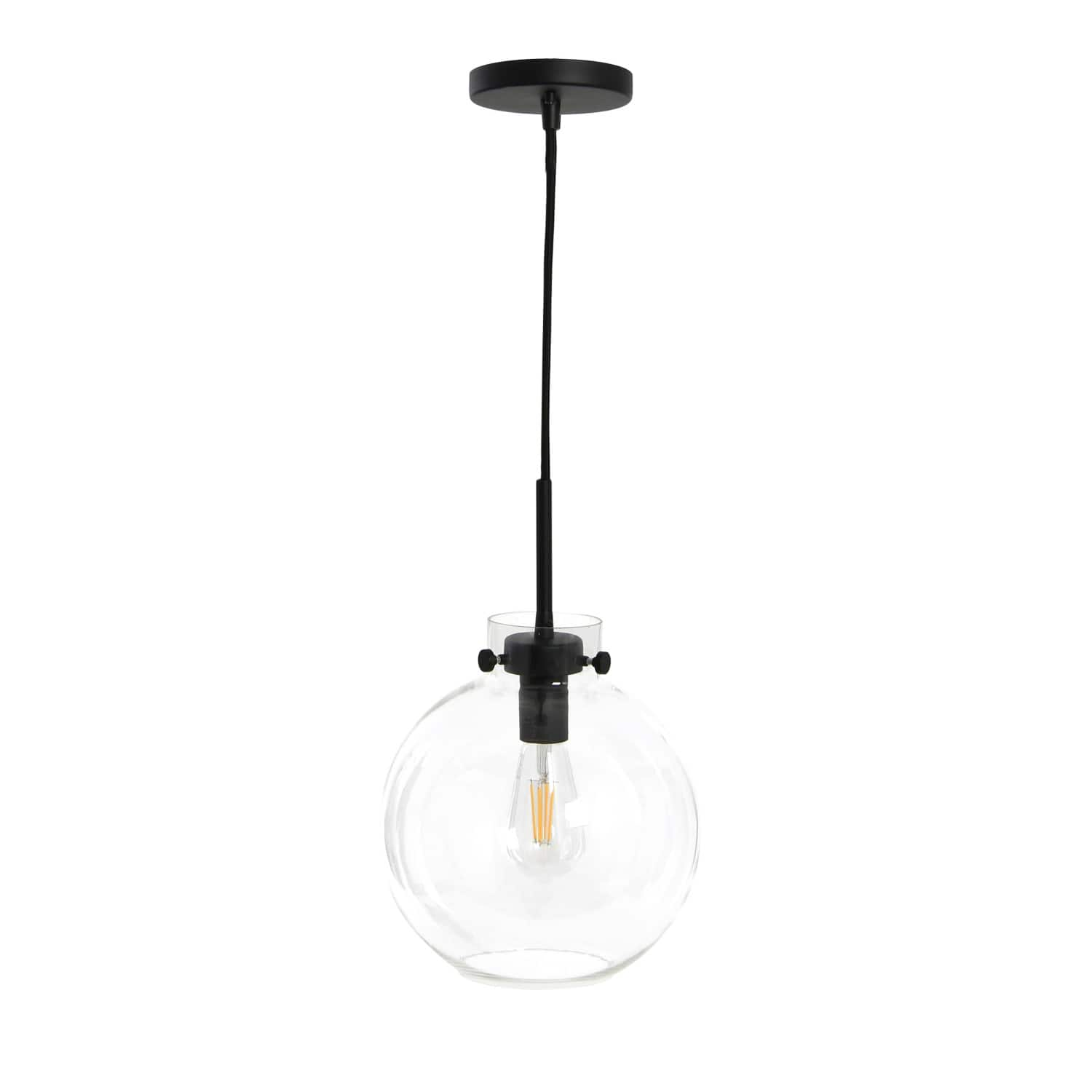 Robert Stevenson Lighting Marson 15&#x22; Clear Glass &#x26; Matte Black Metal Ceiling Light