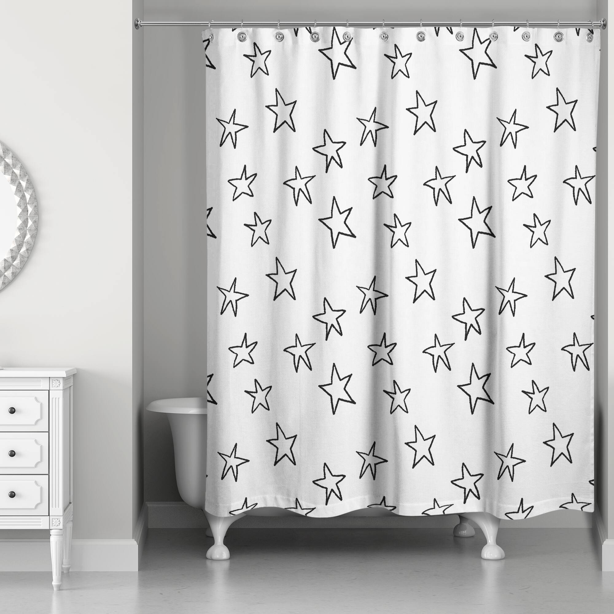 Simple Star Pattern 71&#x22; x 74&#x22; Shower Curtain