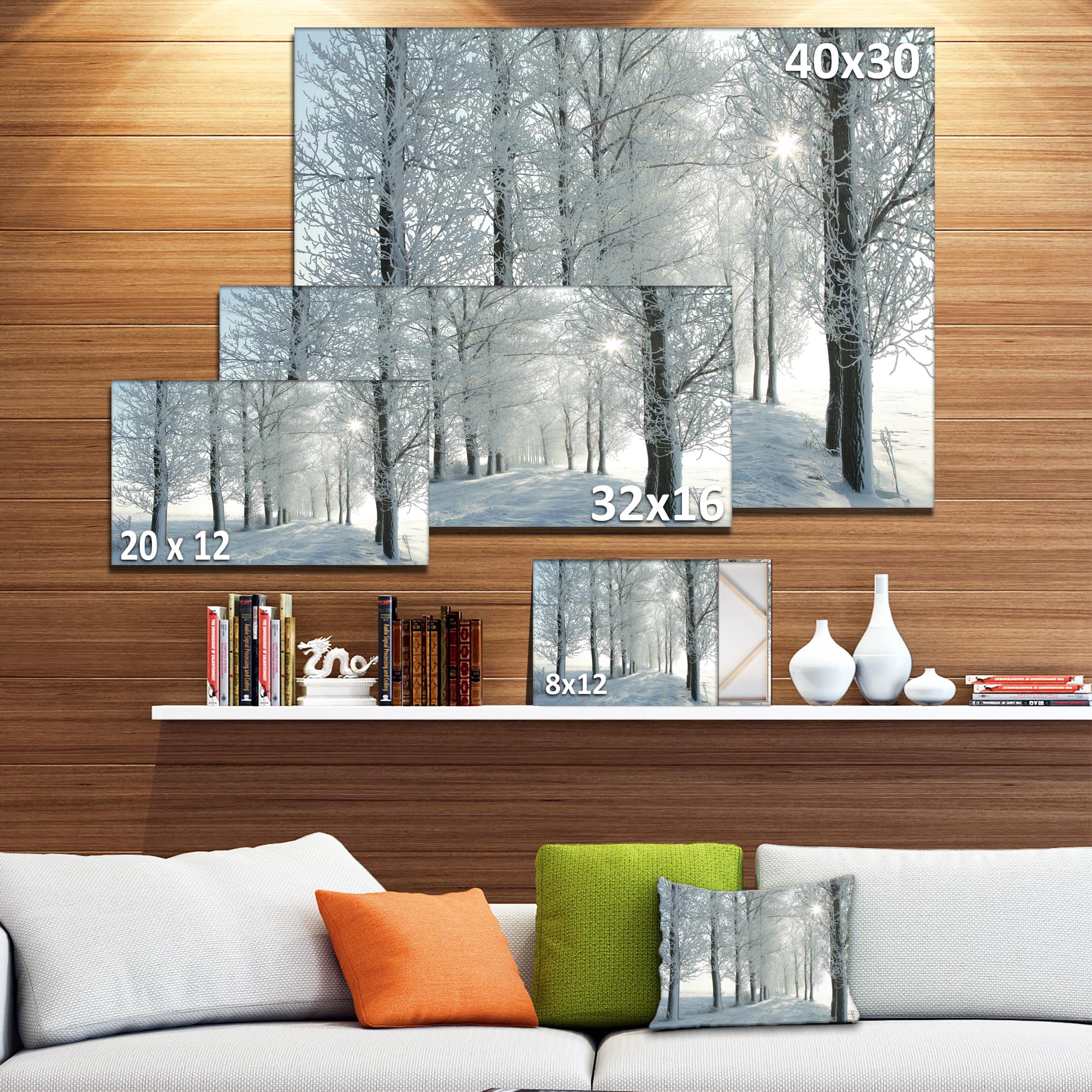 Designart - Winter Trees Backlit by Morning Sun - Large Forest Canvas Art Print