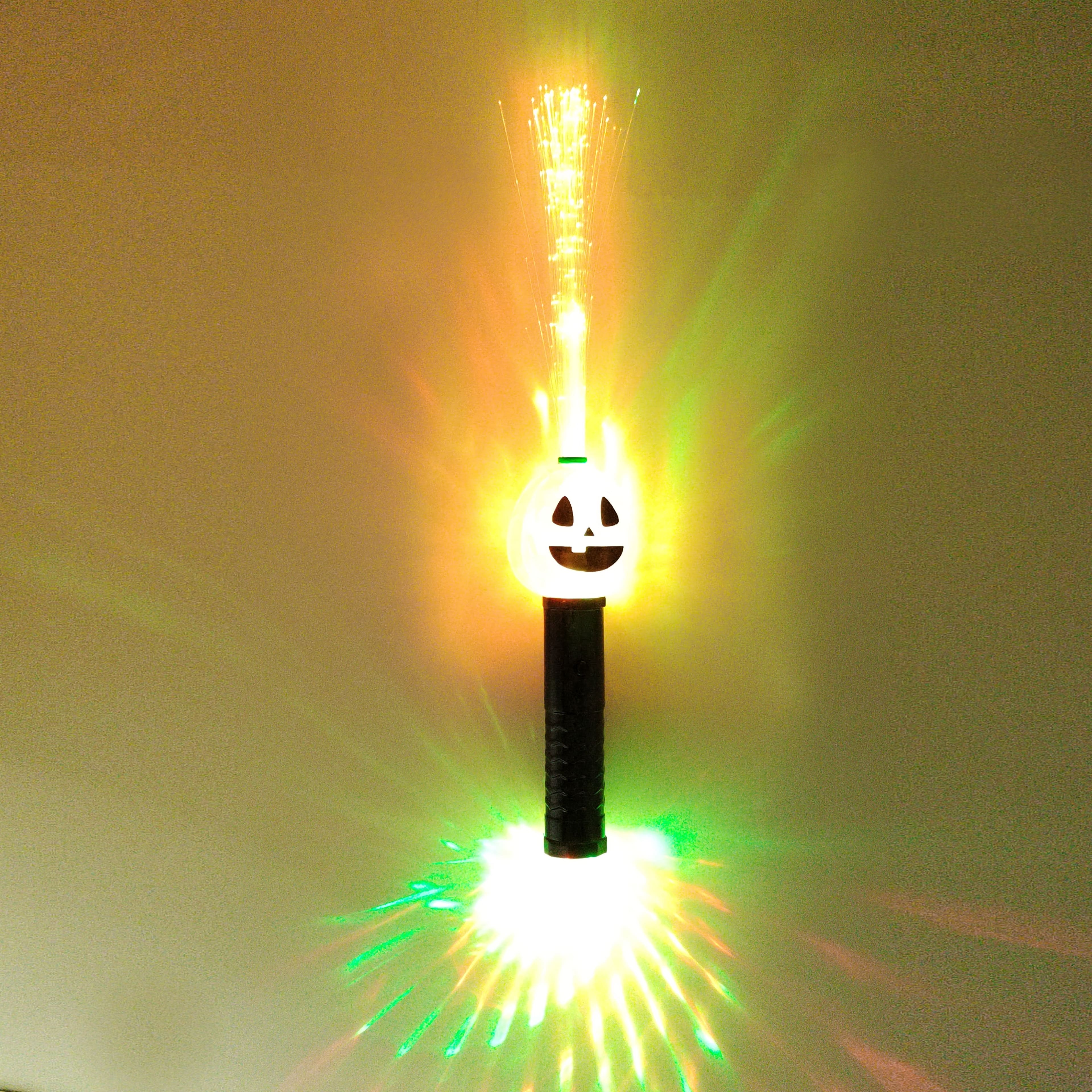 Orange Jack-O&#x27;-Lantern Light-Up Fiber Wand