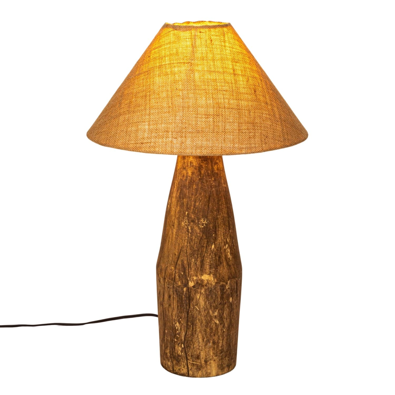 26&#x22; Natural Reclaimed Wood Swivel Neck Table Lamp with Jute Shade