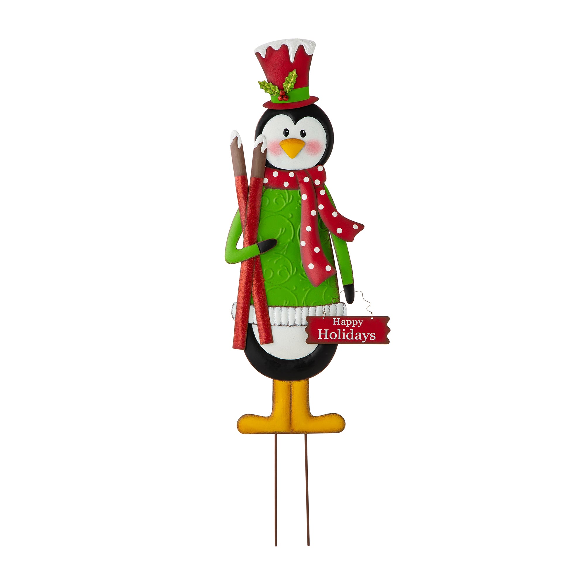 Glitzhome&#xAE; 3.5ft. Metal Penguin Yard Stake