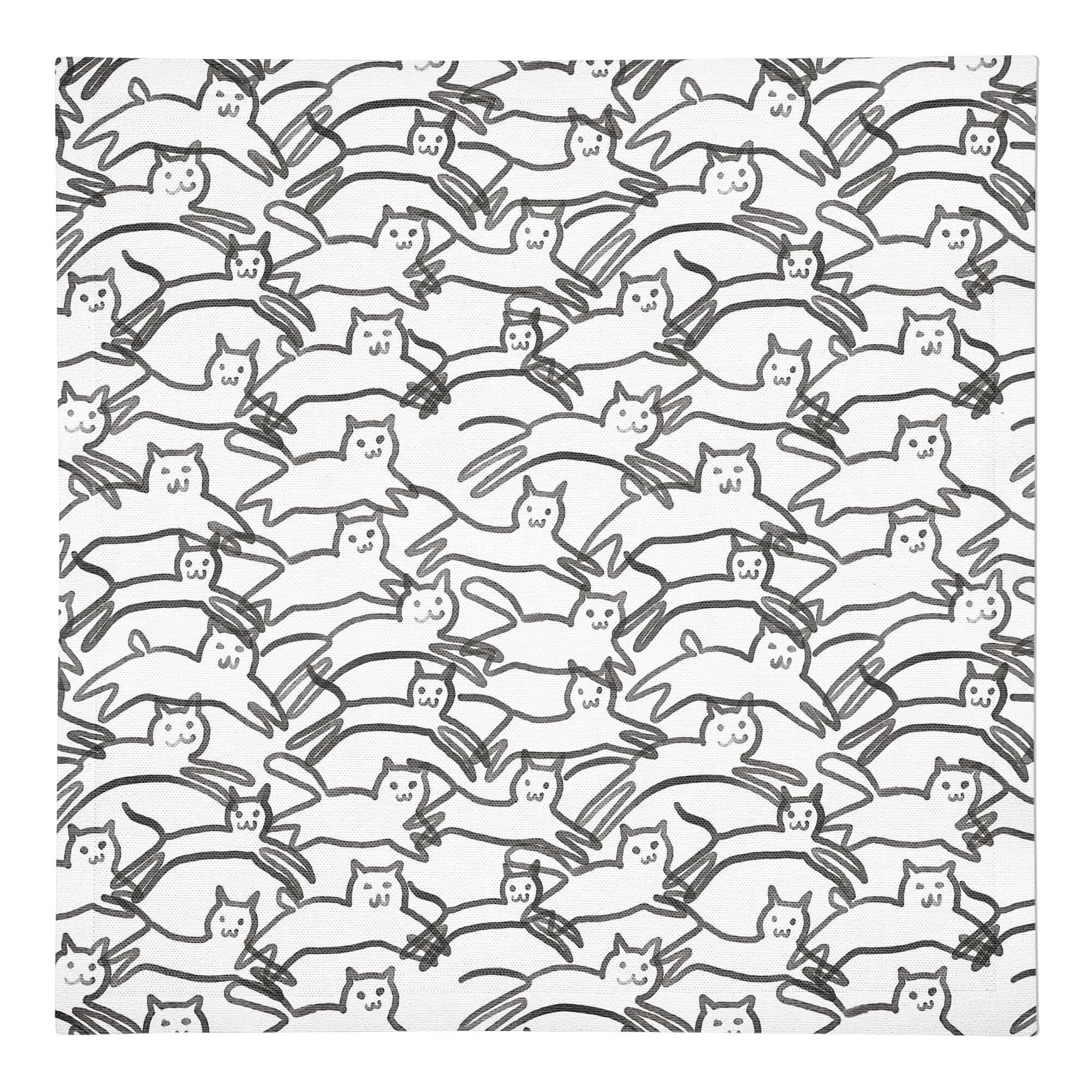 Leaping Cat Pattern II 10&#x22; x 10&#x22; Cotton Twill Napkin