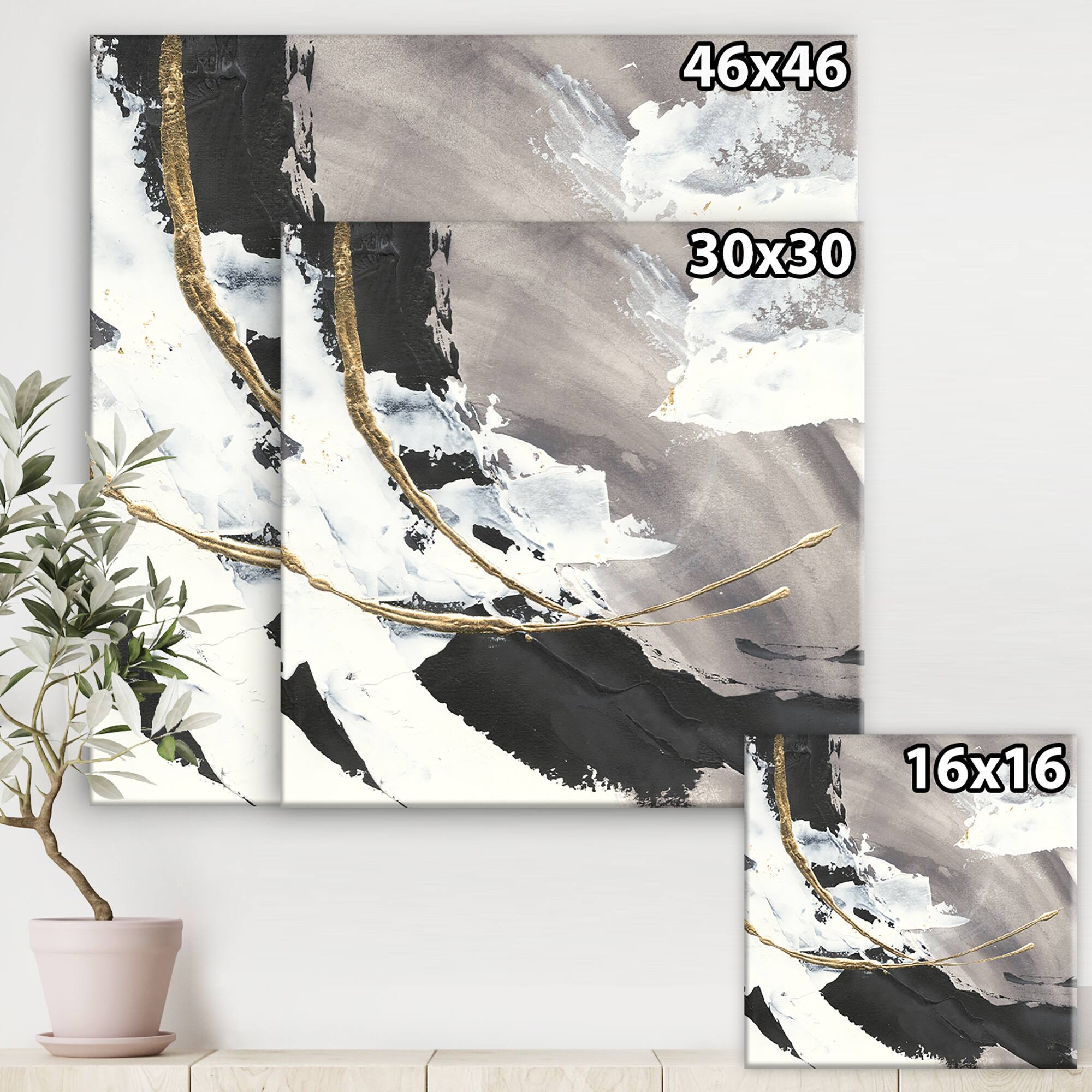 Designart - Glam Painted Arcs II - Transitional Canvas Artwork