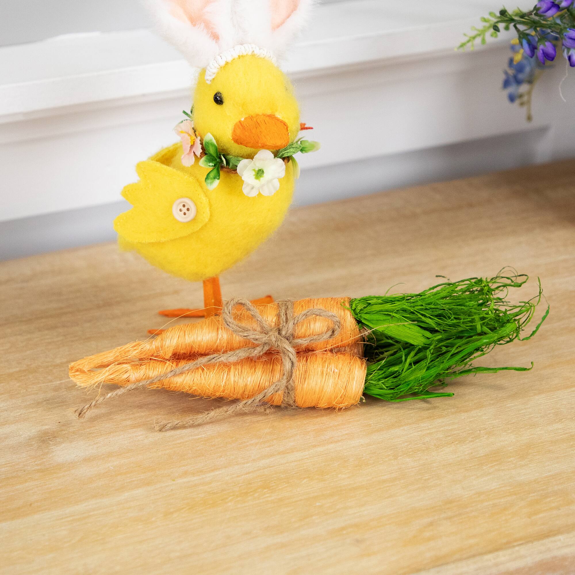 9&#x22; Orange Straw Carrot Easter Decorations Set