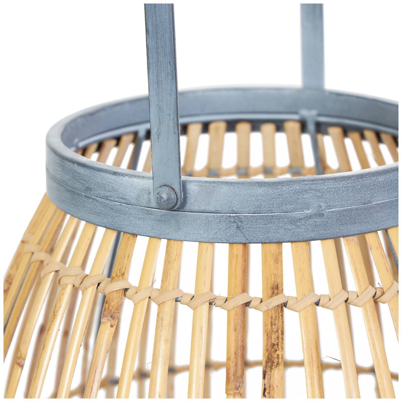 13&#x22; Brown Bamboo Woven Caged Candle Lantern