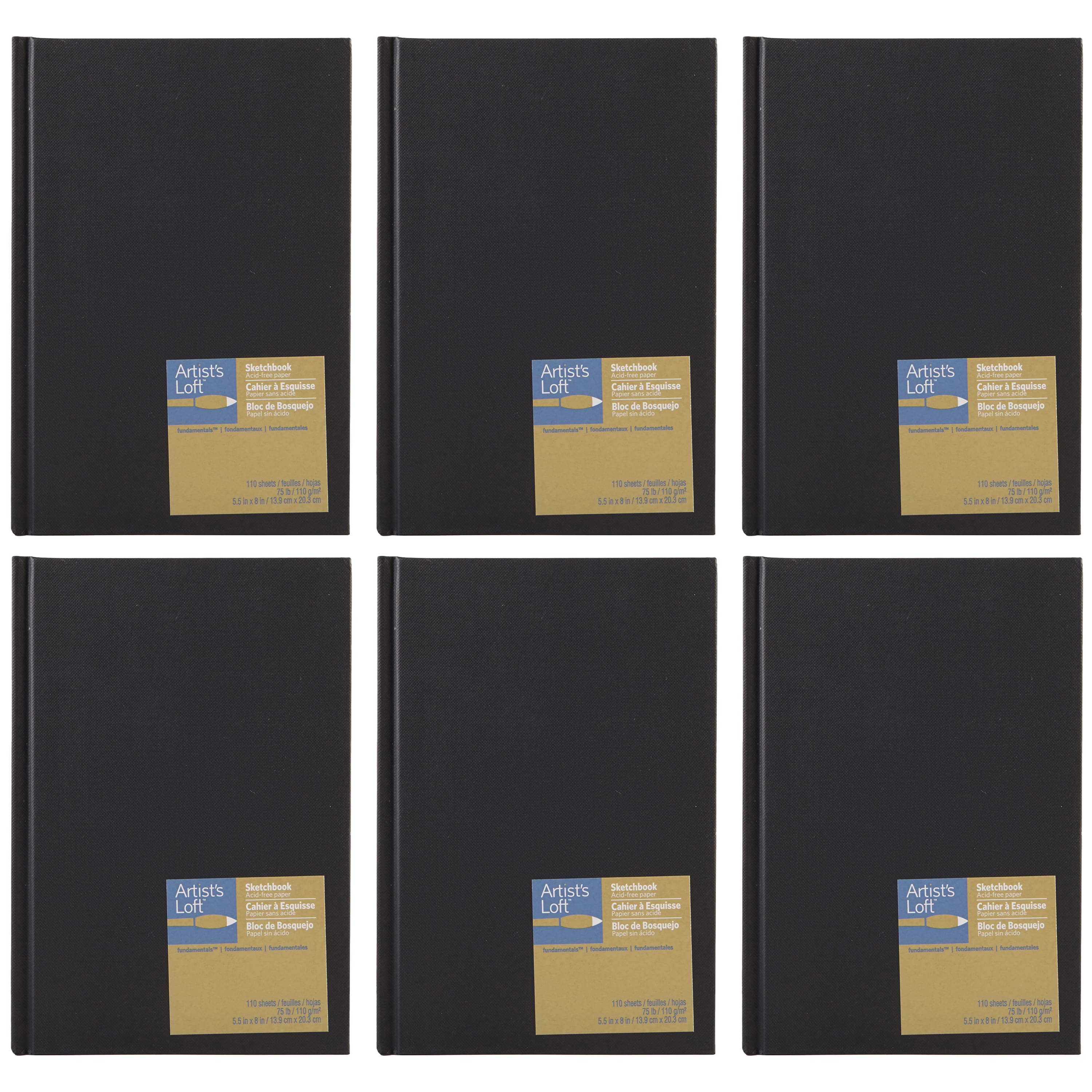 6 Pack: Black Sketchbook by Artist&#x27;s Loft&#x2122; Fundamentals