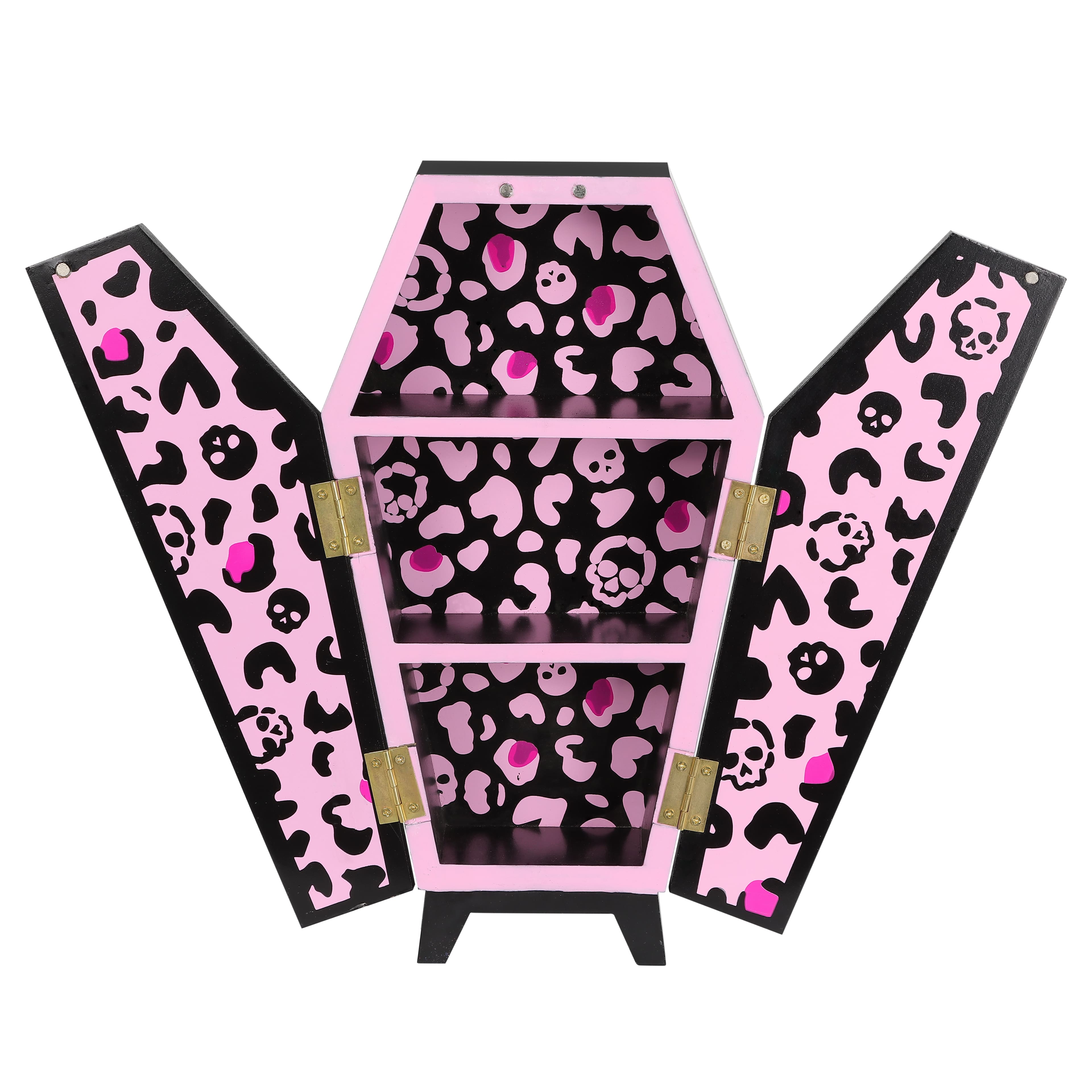 14&#x22; Black &#x26; Pink Leopard Print Coffin Tabletop D&#xE9;cor by Ashland&#xAE;