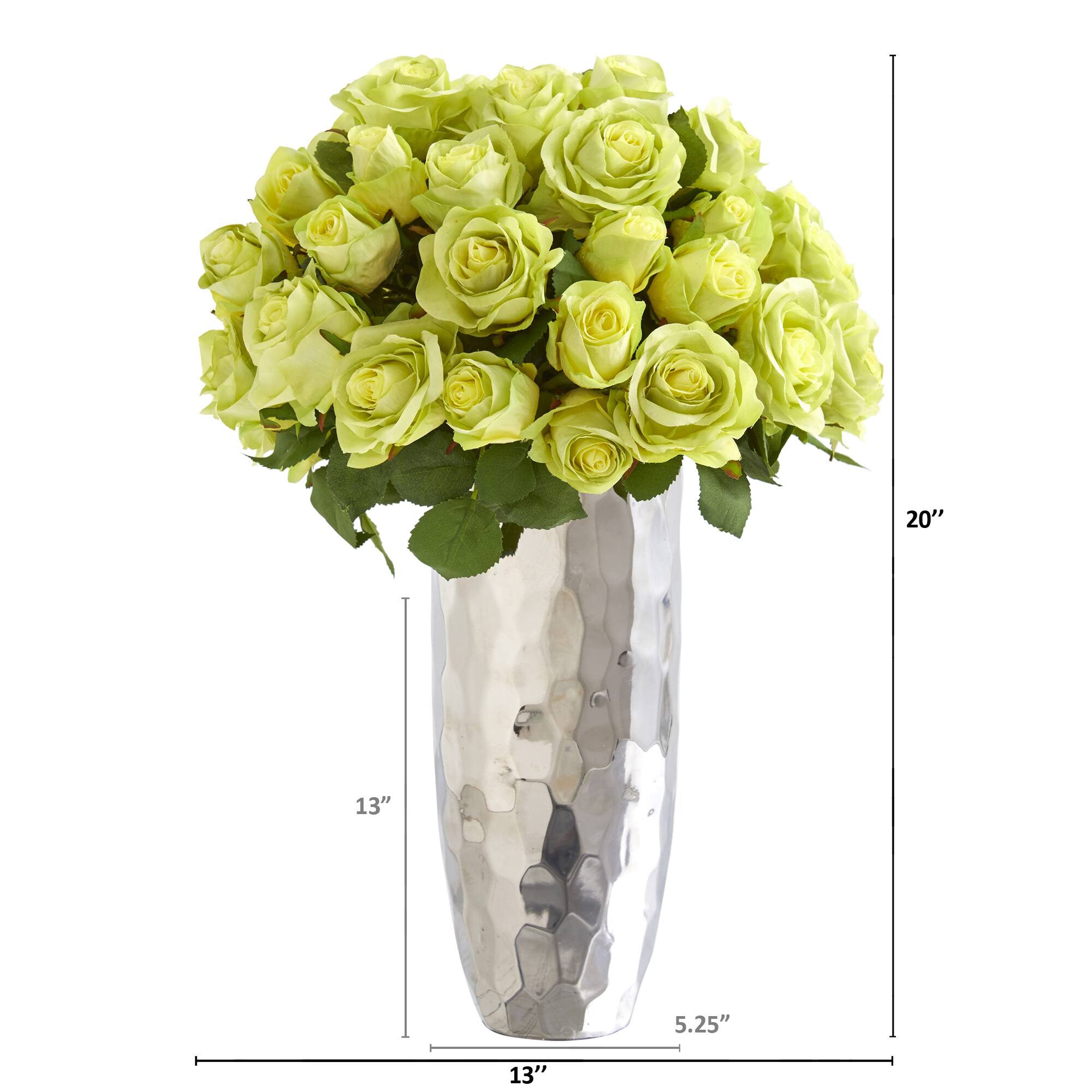 20" Rose Artificial Arrangement in Silver Vase