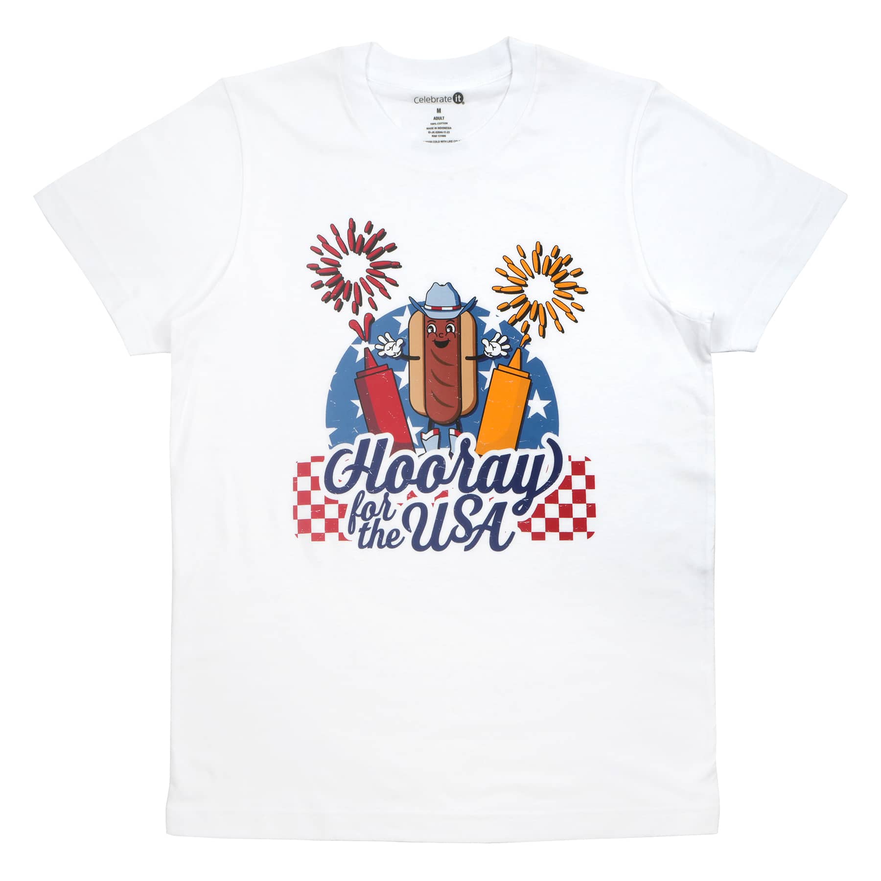 Hooray for the USA Hot Dog Adult Crew Neck T-Shirt by Celebrate It&#x2122;