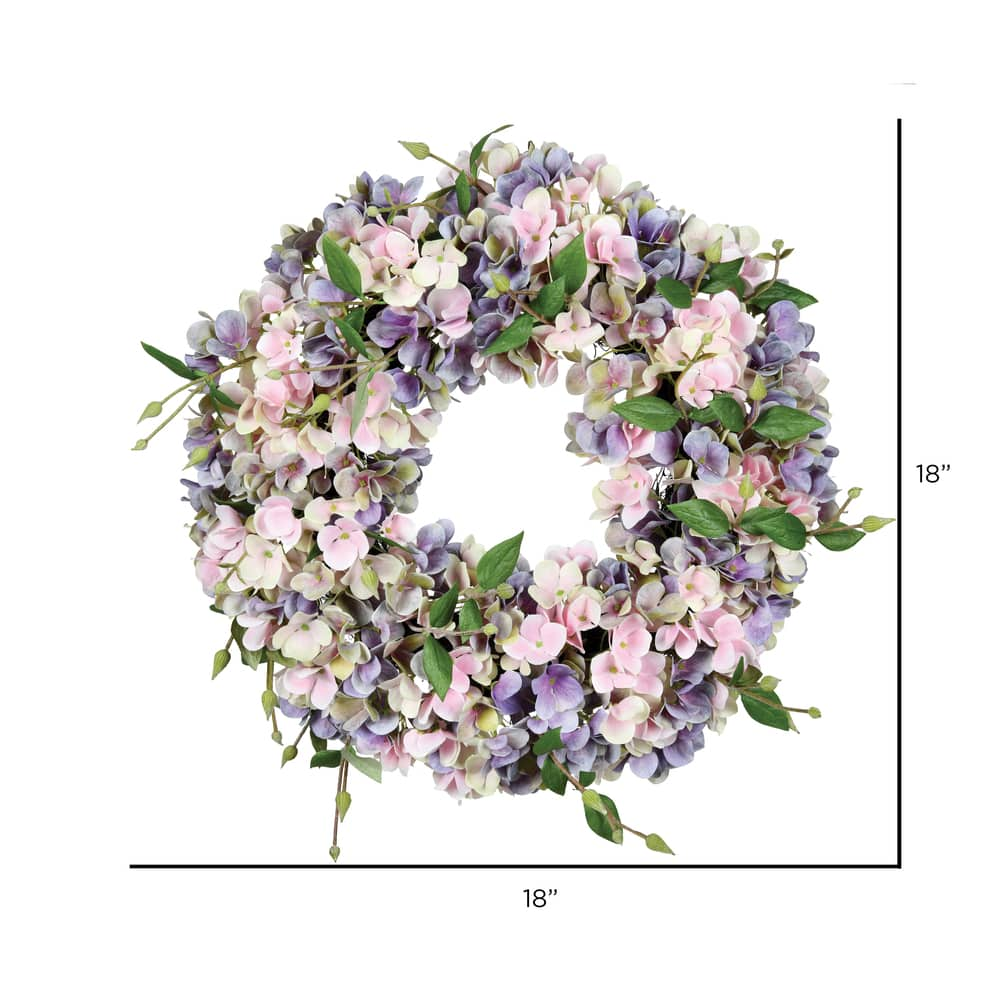 18&#x22; Blue &#x26; Pink Hydrangea Wreath