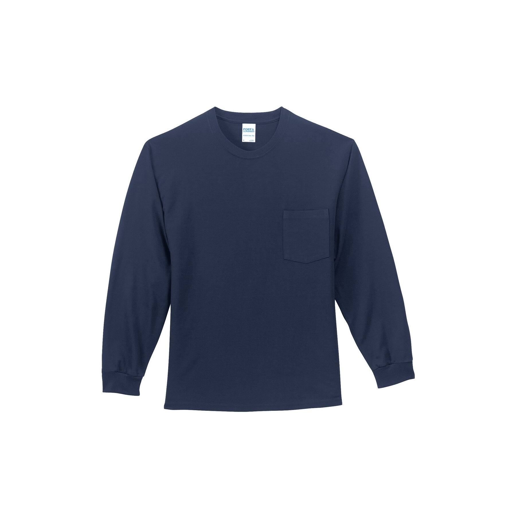 トップス plllllleeeasse long sleeve pocket tee L Port & Company Long Sleeve Essential Pocket Tee-PC61LSP-S
