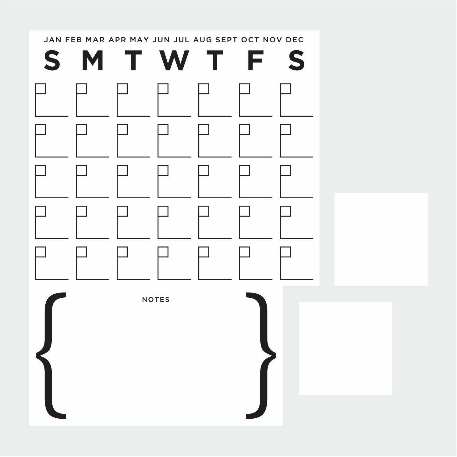 RoomMates Dry Erase Calendar Peel & Stick Giant Decal Set