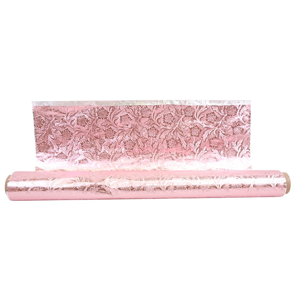 JAM Paper Embossed Floral Foil Wrapping Paper, 20" x 50ft.