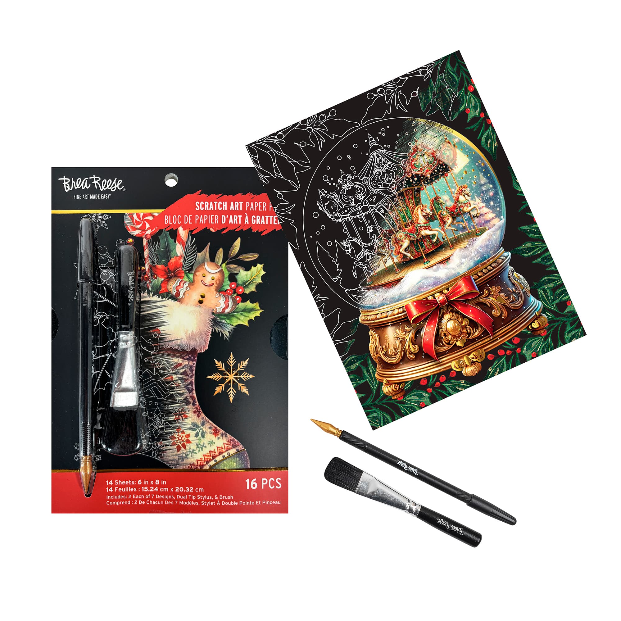 Brea Reese&#x2122; 6&#x22; x 8&#x22; Christmas Icons Scratch Art Paper Pad