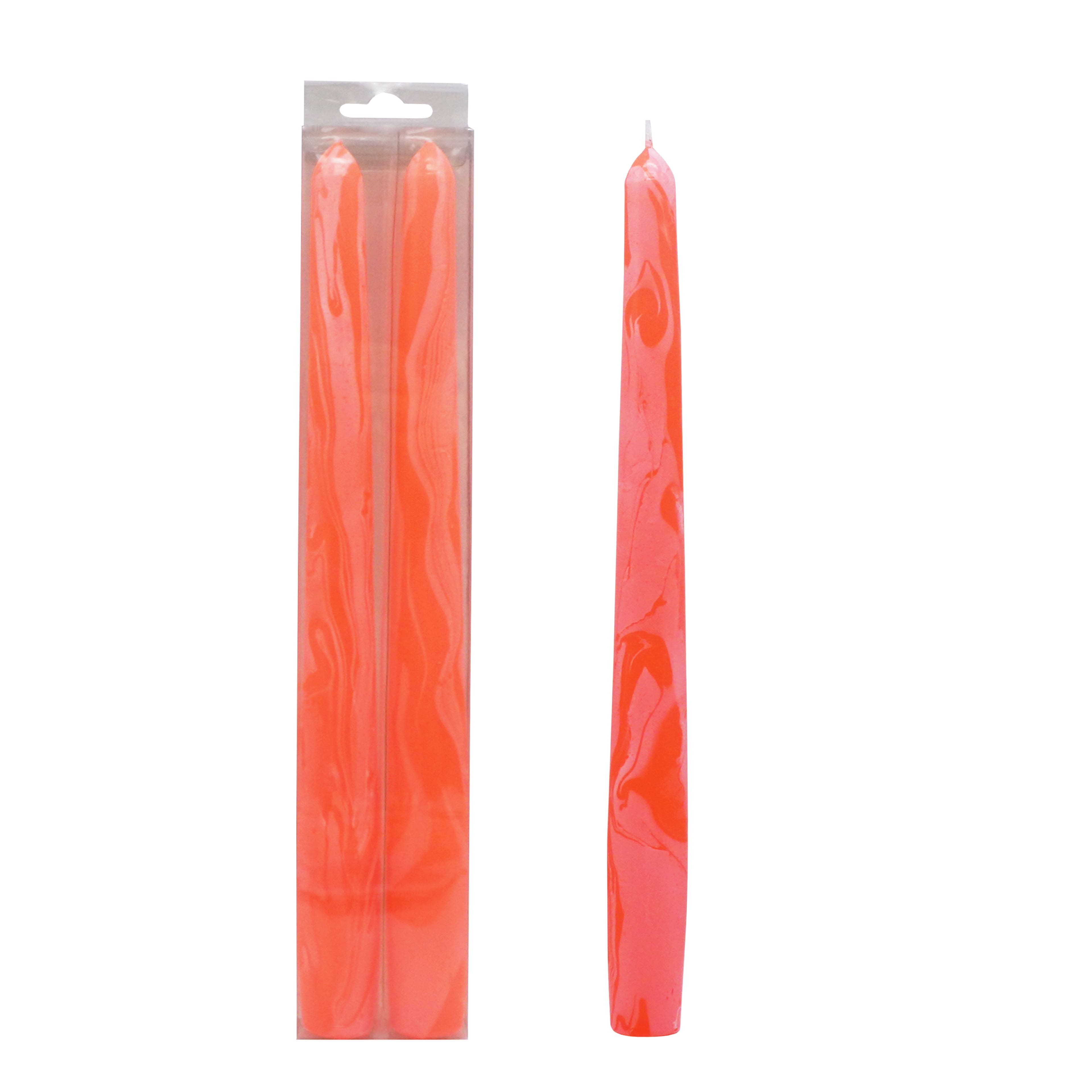 12&#x22; Orange Marble Neon Taper Candles by Ashland&#xAE;, 2ct.