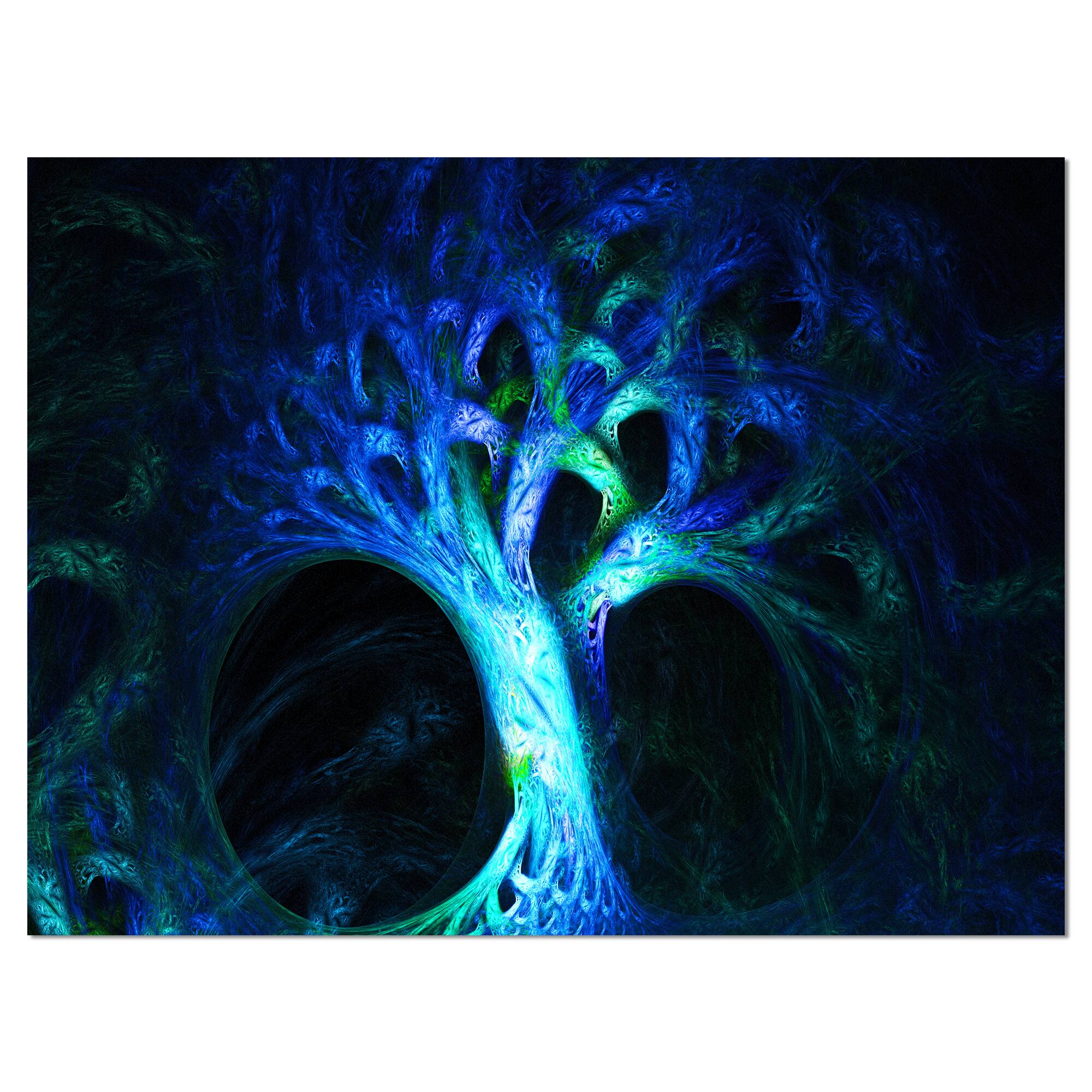 Designart - Magical Blue Psychedelic Tree - Abstract Canvas Art Print