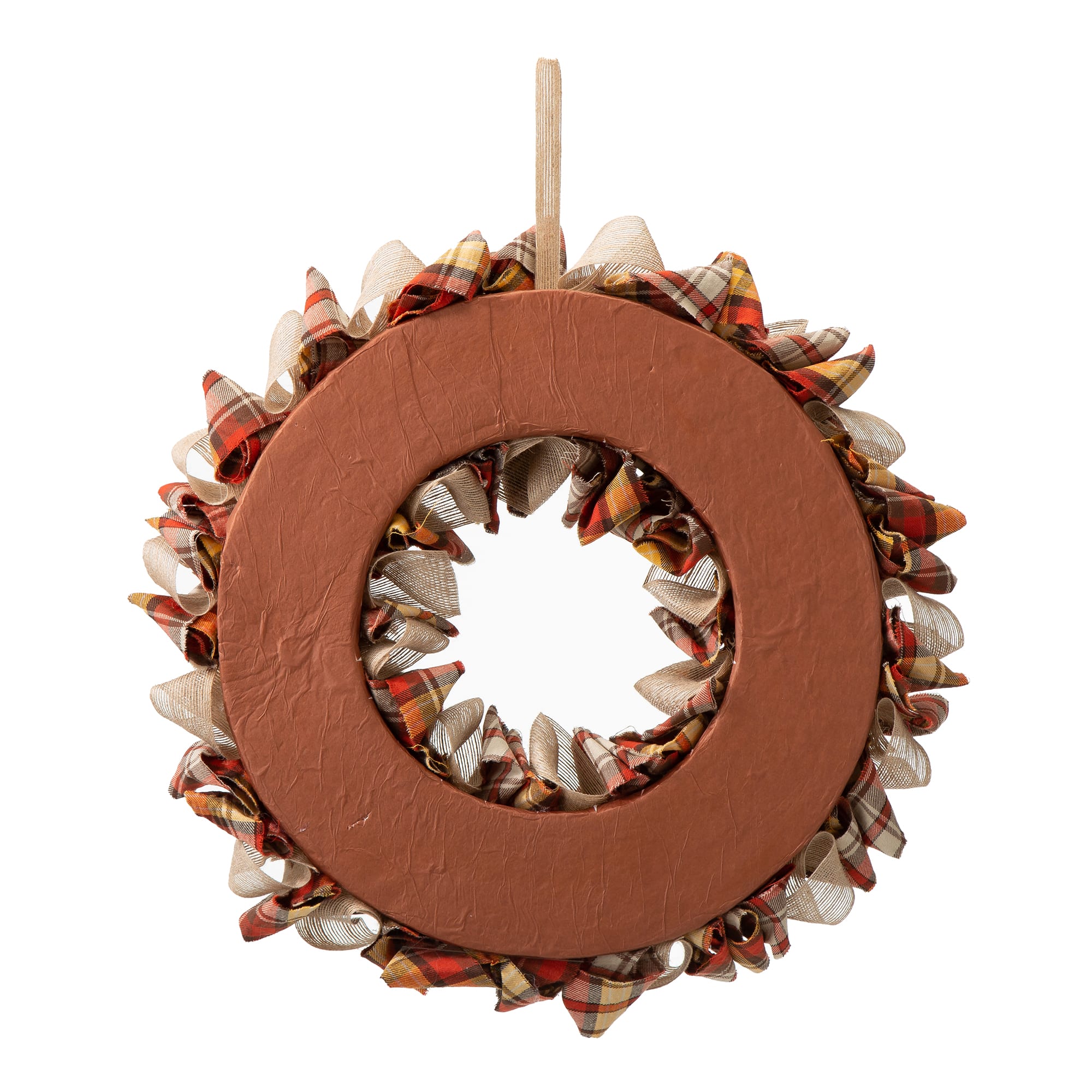 Glitzhome&#xAE; 18.5&#x22; Fall Plaid Fabric Wreath