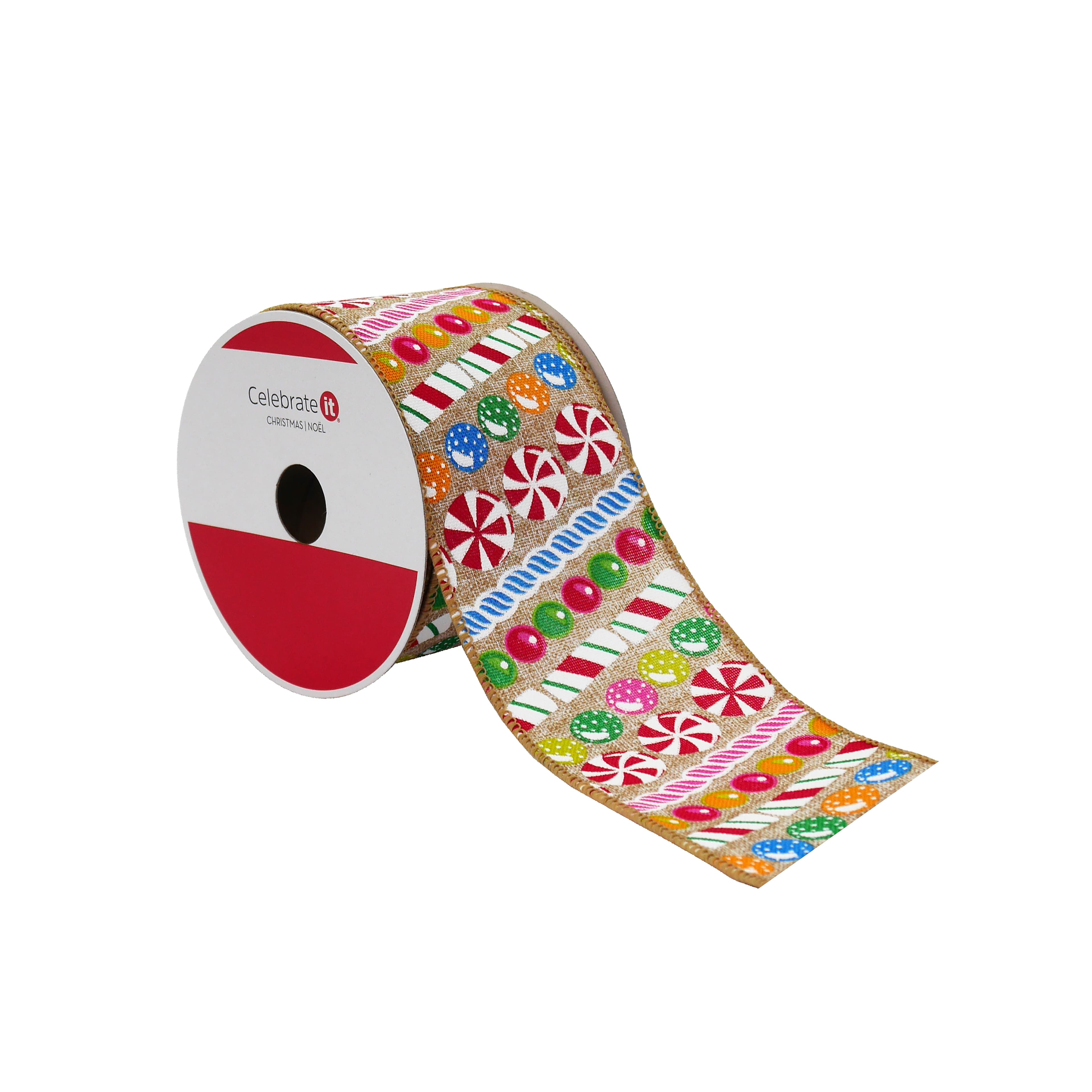2.5&#x22; x 20ft. Multicolor Candy Wired Faux Linen Ribbon by Celebrate It&#xAE;