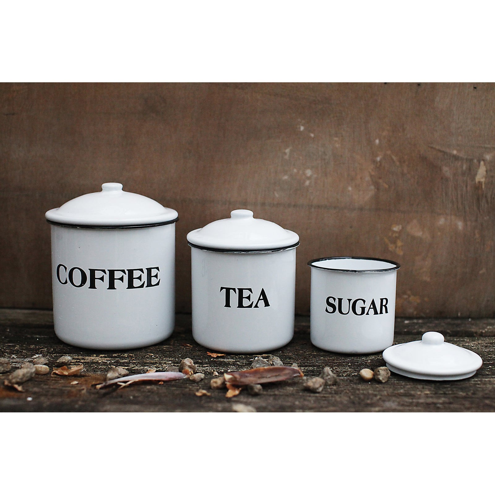 Metal Coffee, Tea &#x26; Sugar Containers Set