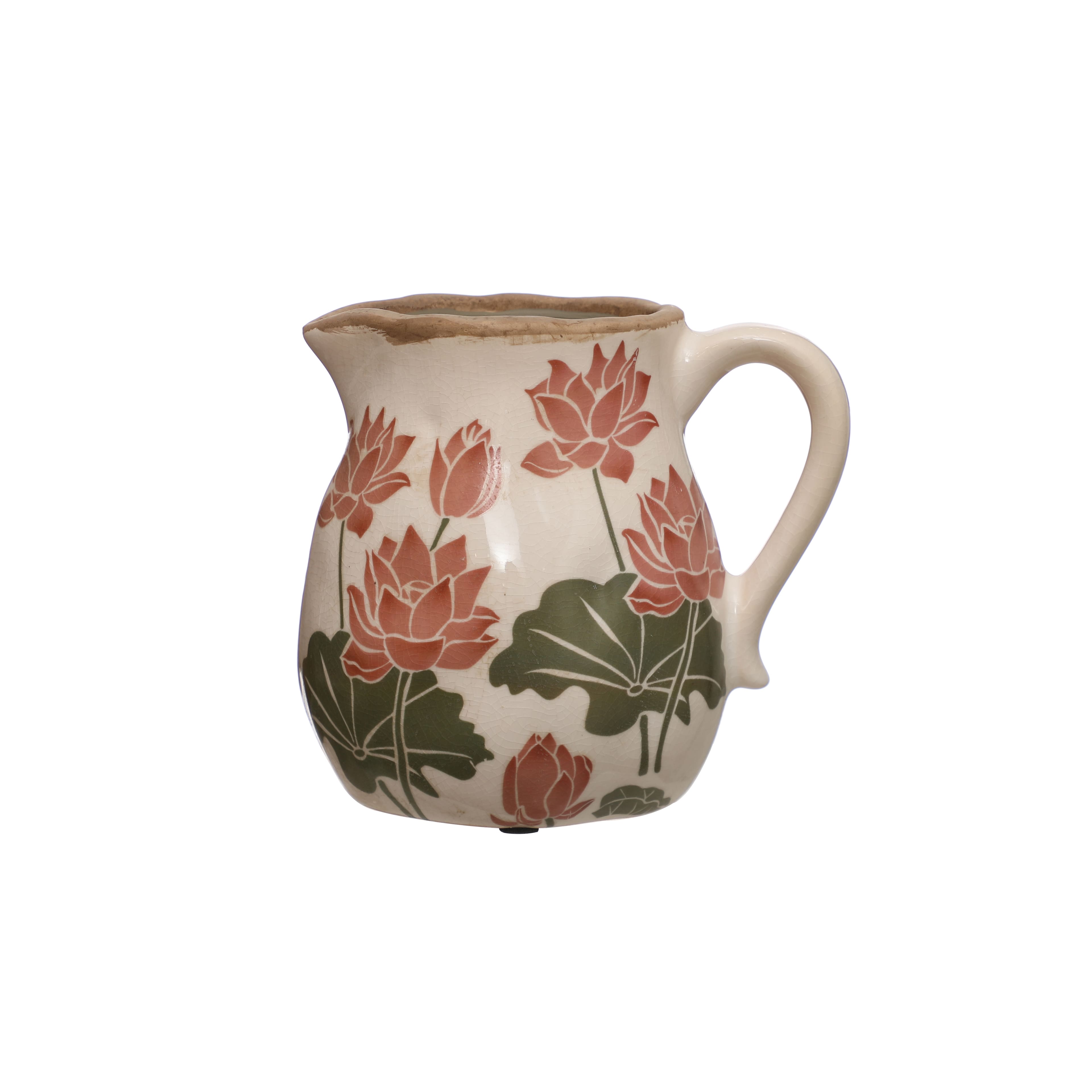 6.75&#x22; Lotus Ceramic Decorative Pitcher by Ashland&#xAE;