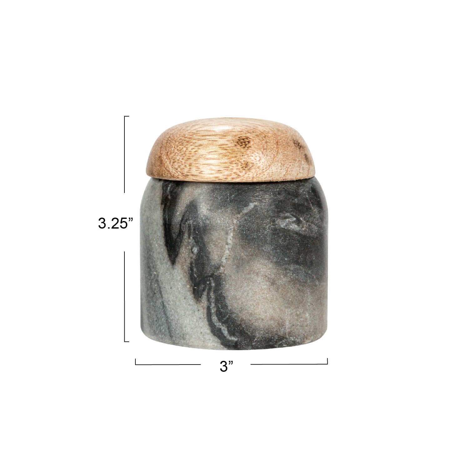 Hello Honey® 3.25" Gray Marble & Mango Wood Pinch Pot with Lid