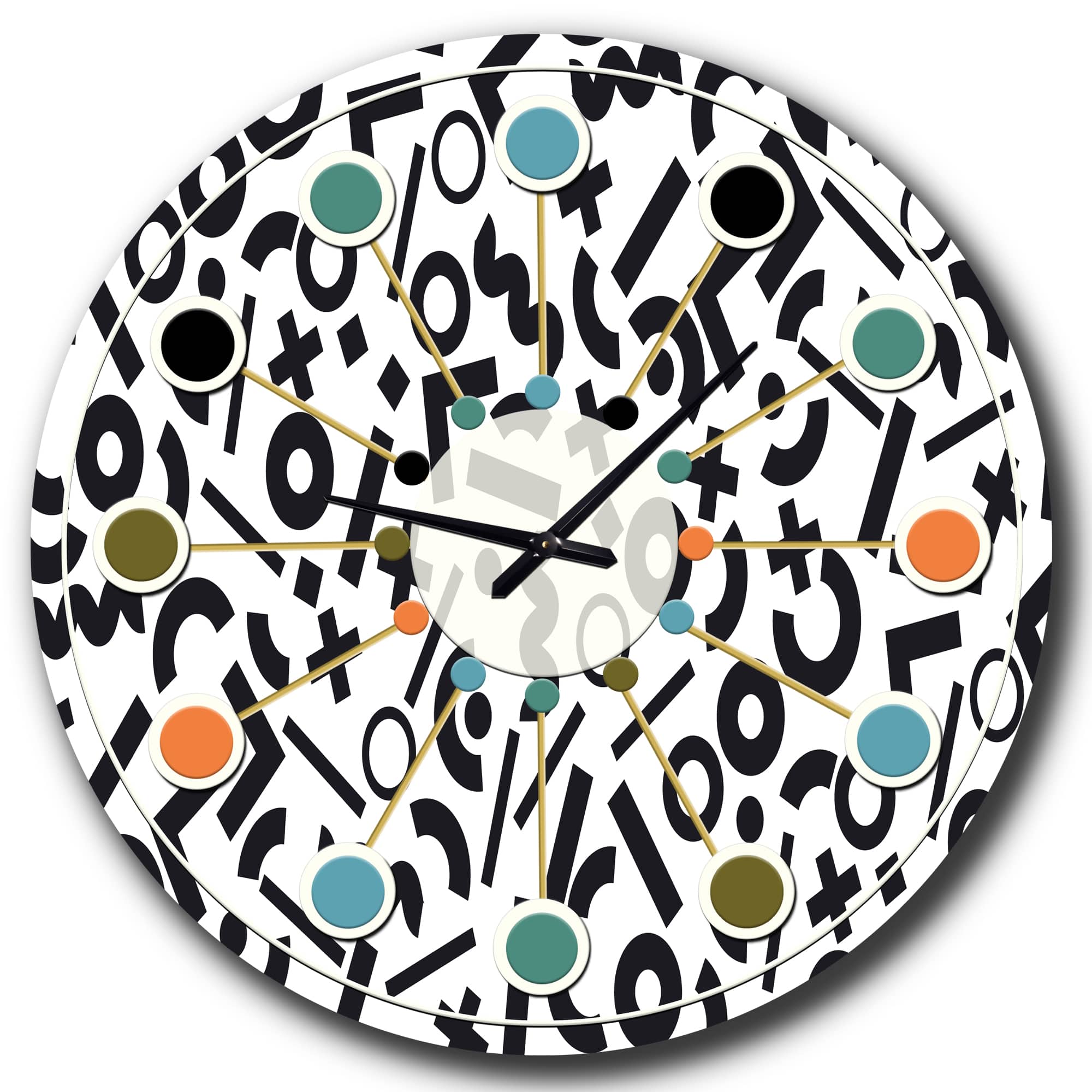 Designart 'Monochrome Geometric Pattern X Mid-Century Modern Wall Clock