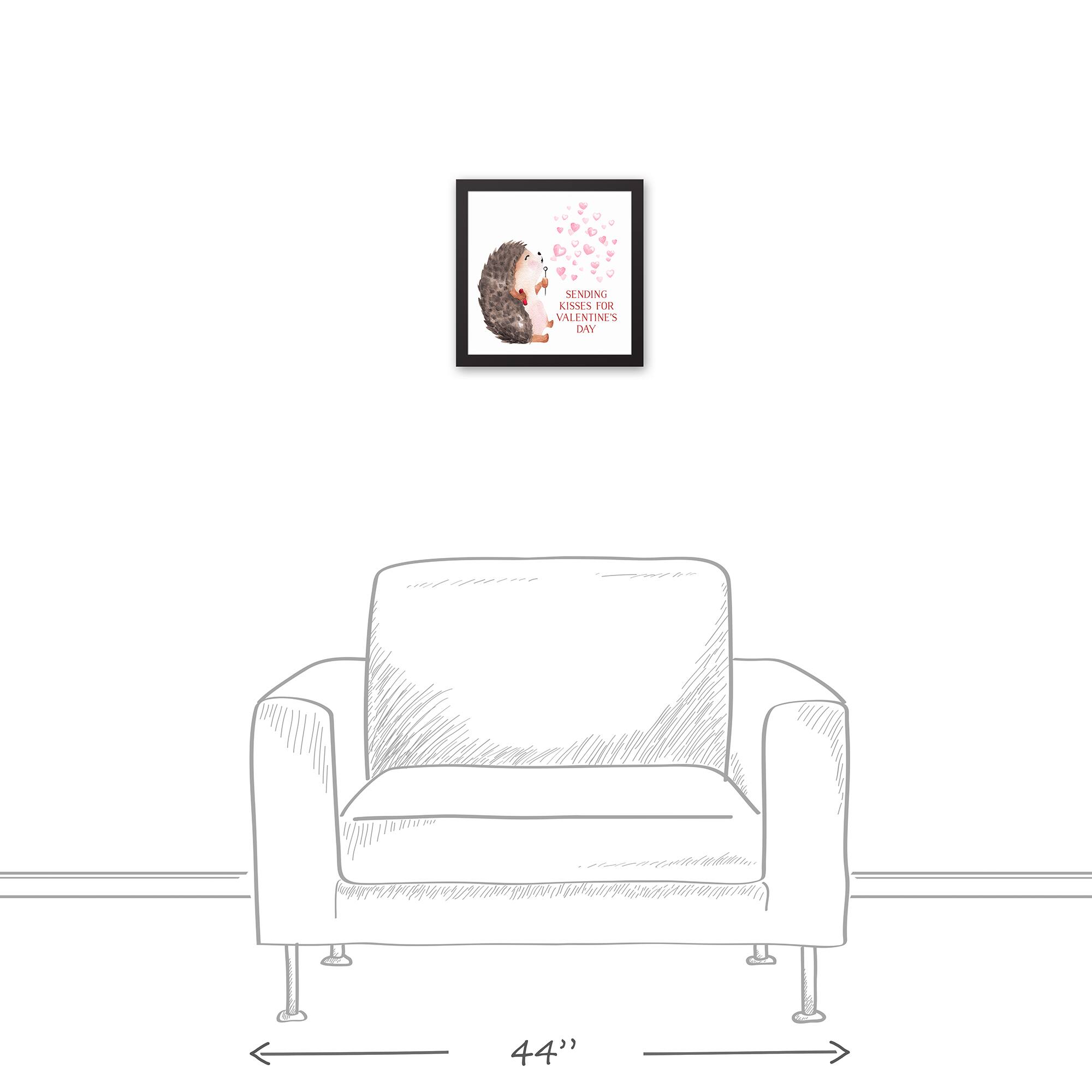 Hedgehog Heart Bubbles Blacked Framed Canvas Wall Art