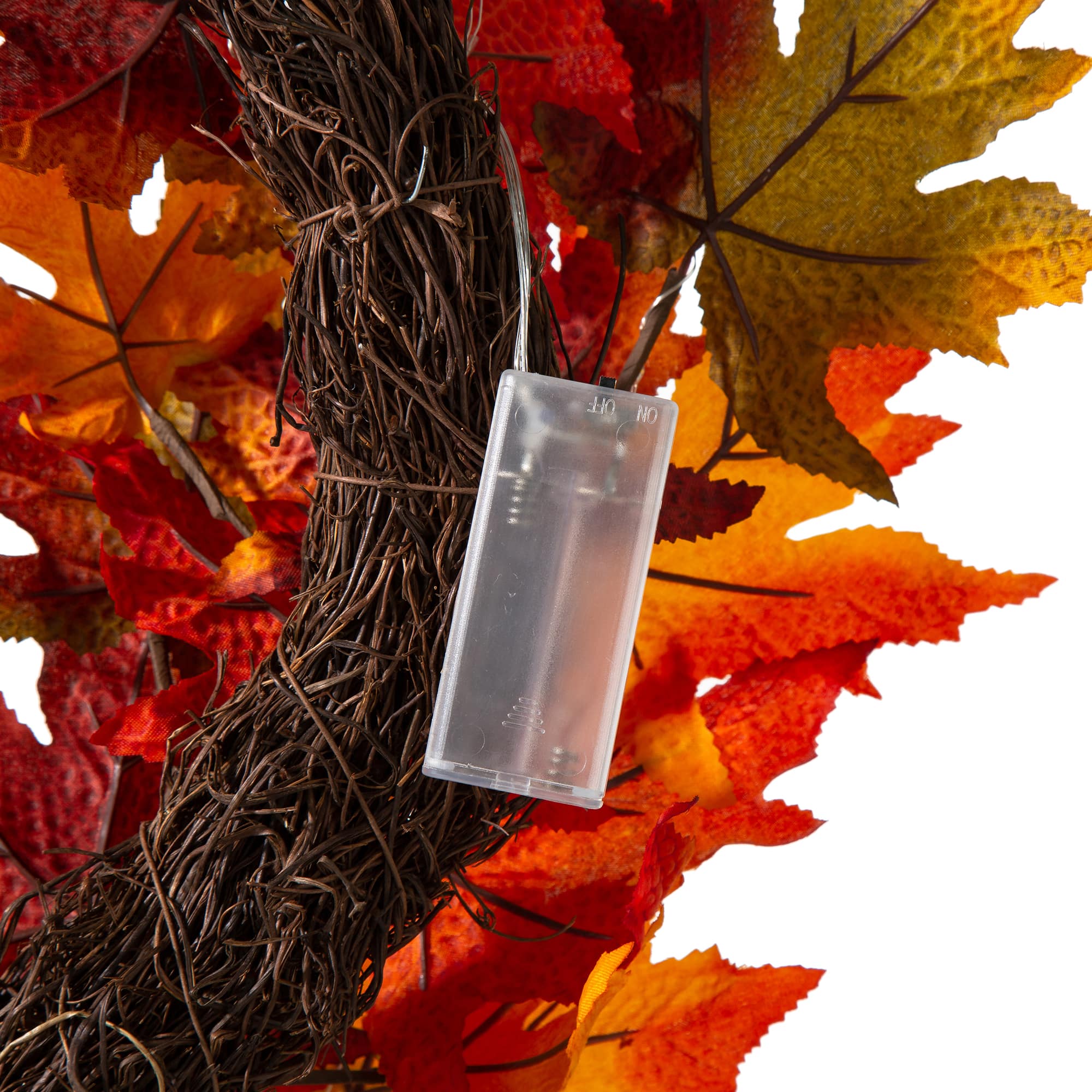 Glitzhome® 24" Fall Lighted Maple Leaves Wreath