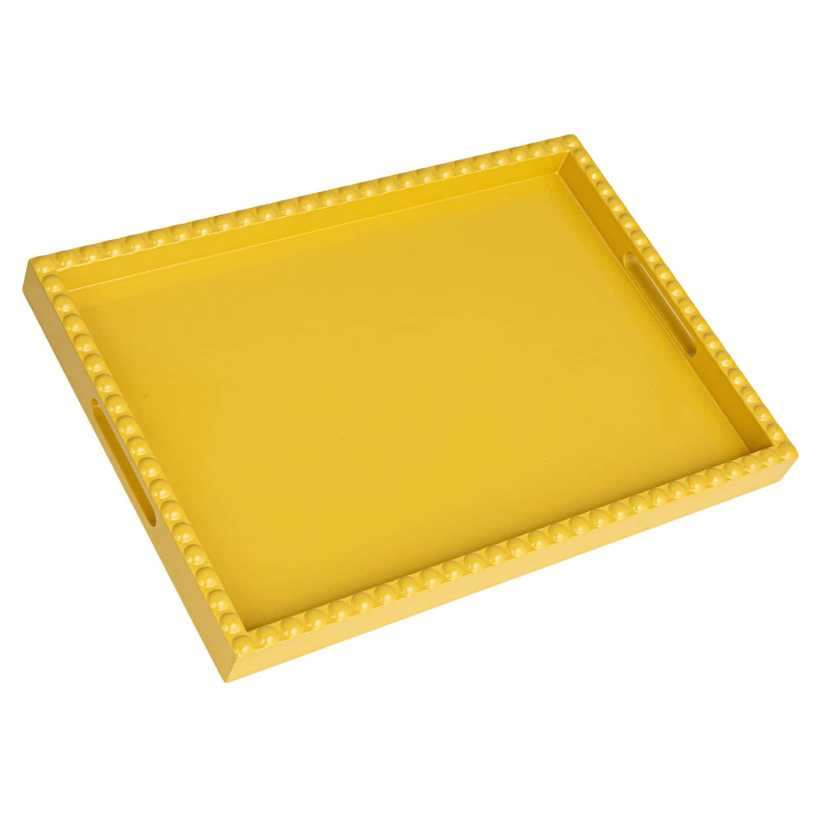 Hello Honey® 19" Yellow Sunny Wood Tray with Handles