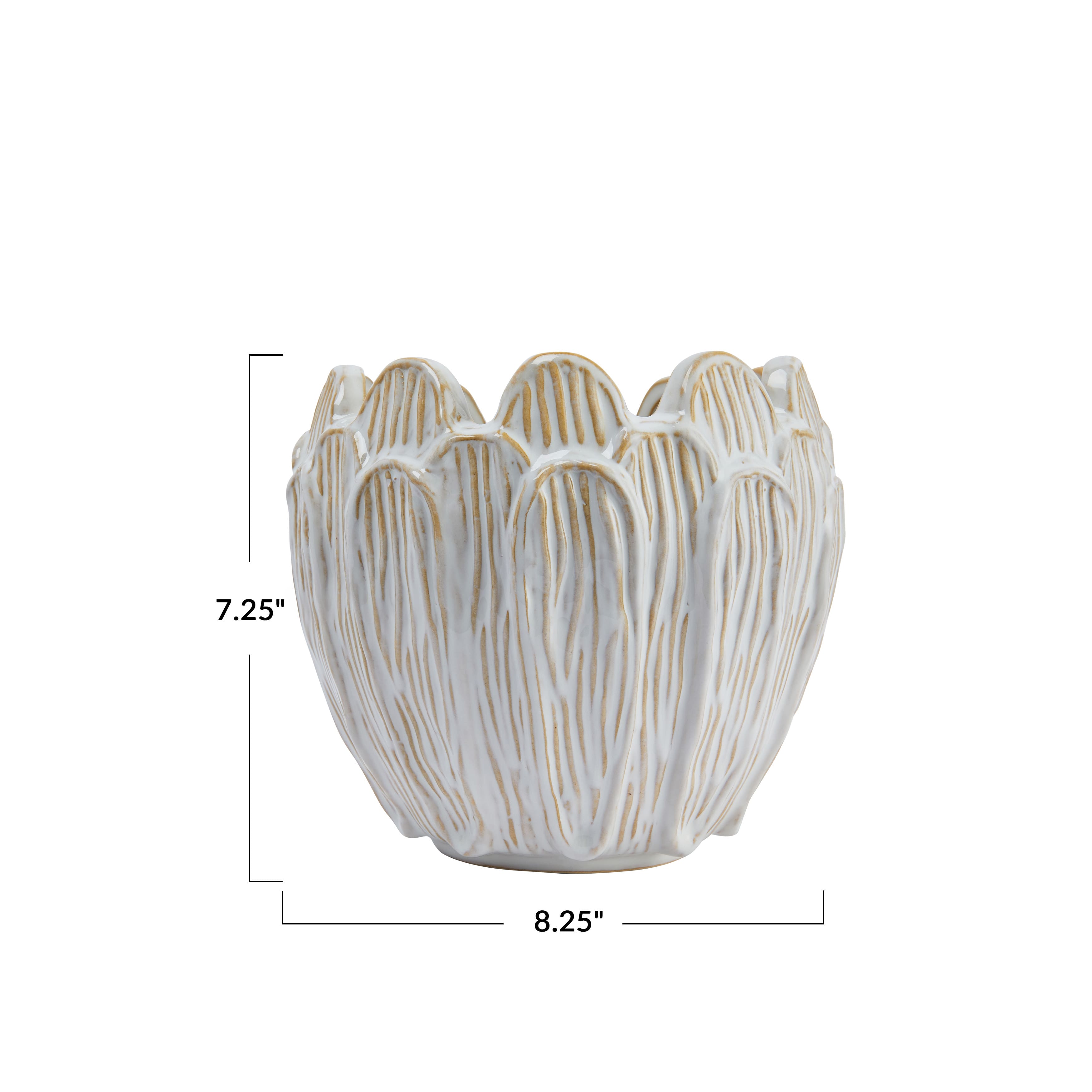 Hello Honey® 8" Ivory Stoneware Flower Shaped Planter