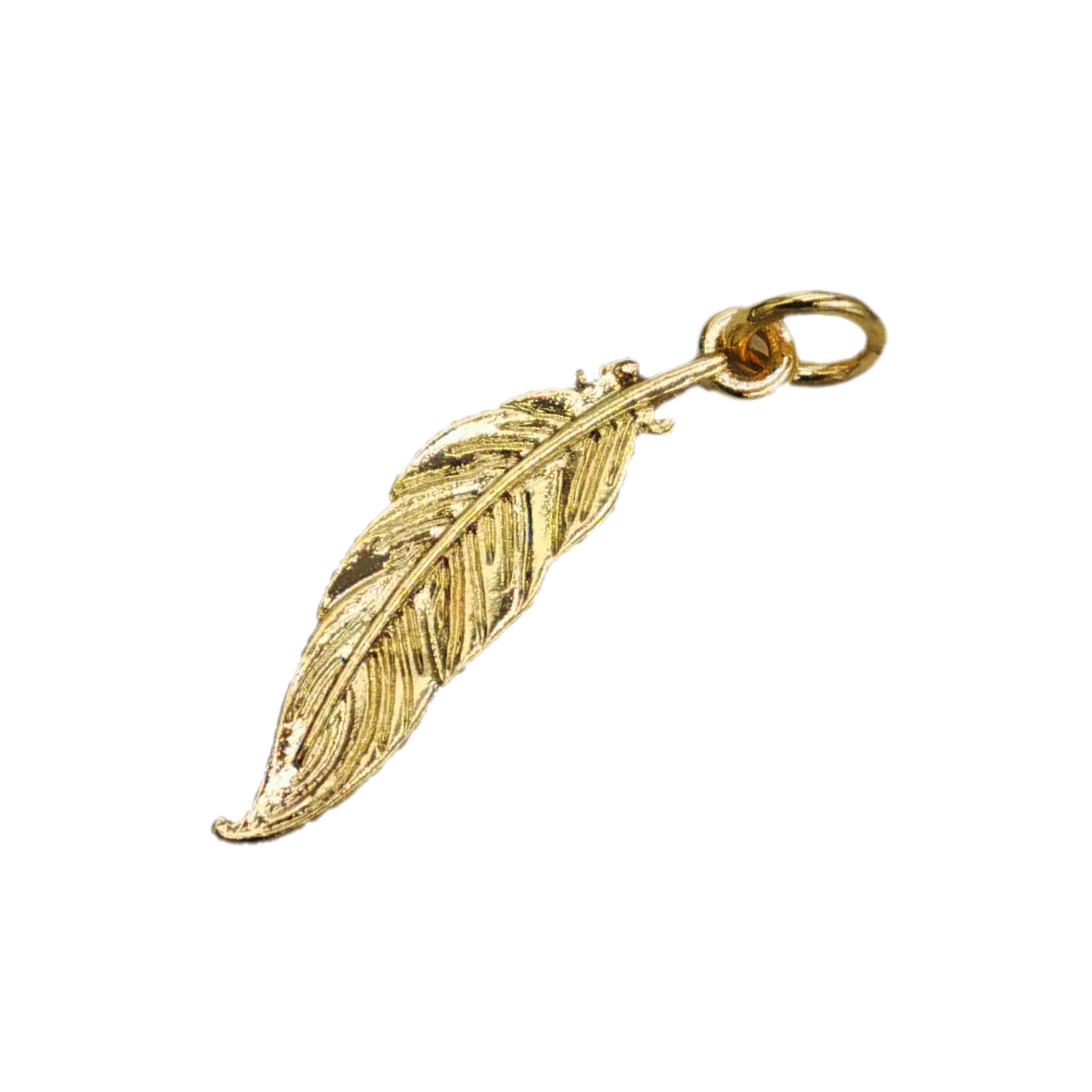 Breloque de plume pavée plaquée or 14 K Charmalong de Bead Landing